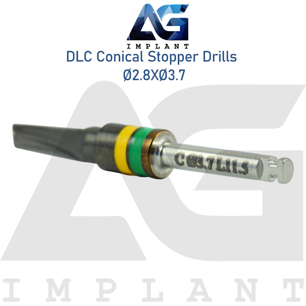 Ø2.8XØ3.7 Integral Stopper DLC Conical Drill External Irrigation Tool Carbon