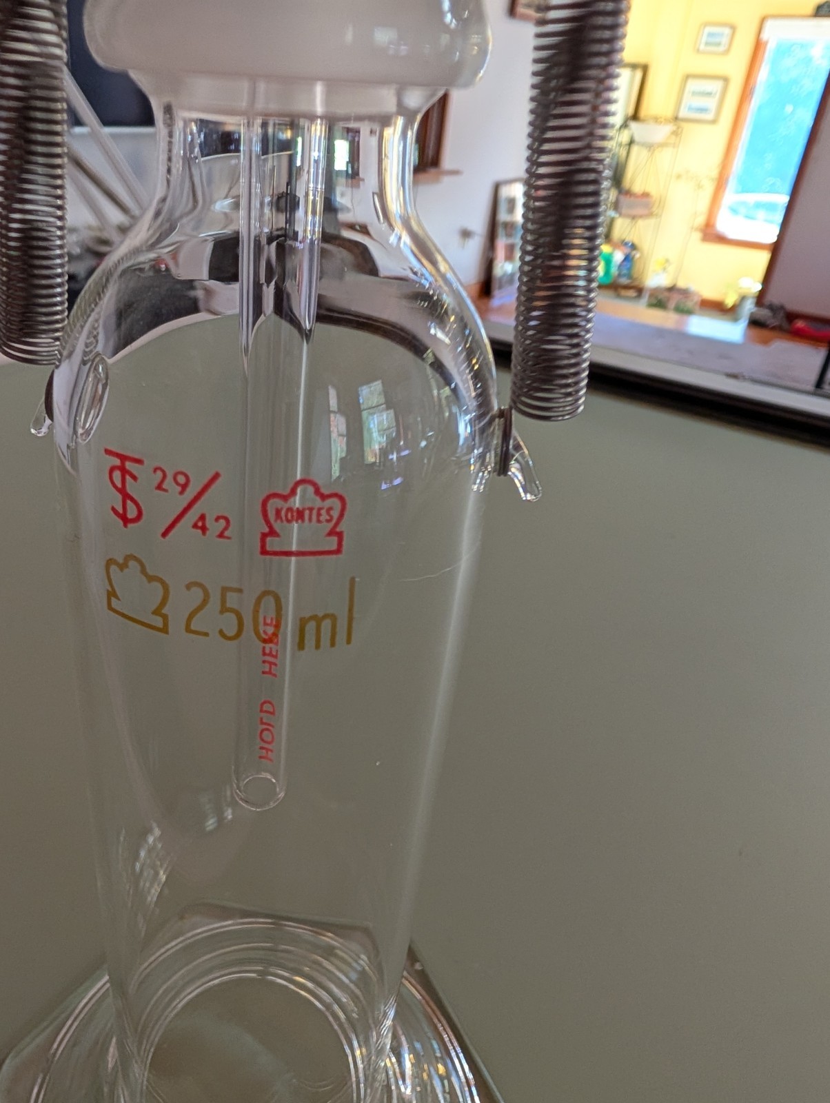 Kontes Gas Washing Bottle, 250ml, Tall Form, 29/42 Joint, Straight Tube Inlet