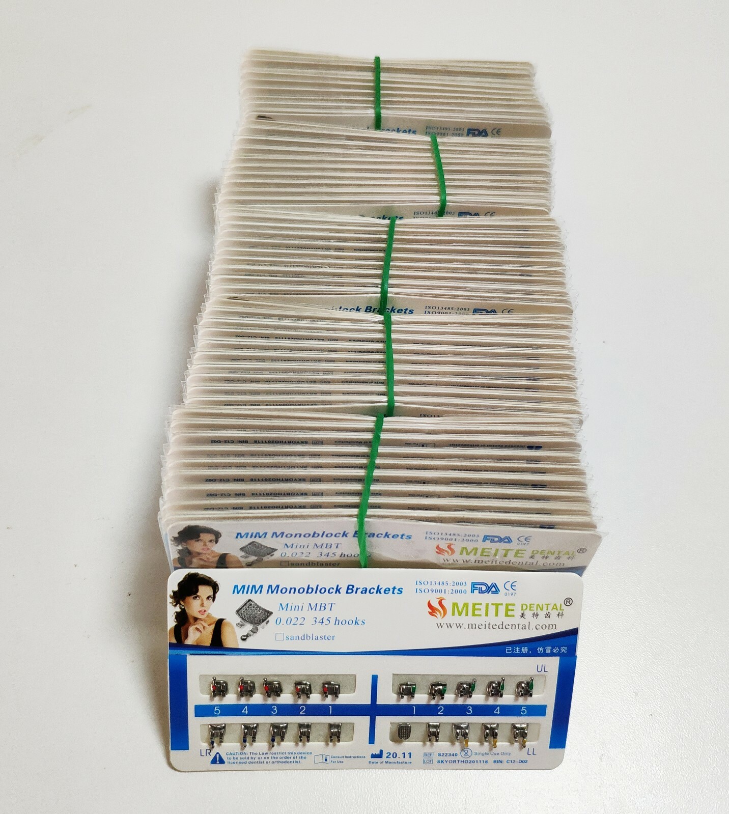 20 Sets Dental Metal Bracket MIM Monoblock Mini MBT 022 345 hooks Mesh Base