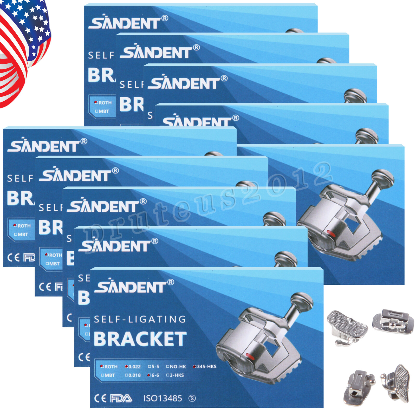 Dental orthodontic Self-ligating bracket Braces MINI ROTH.022 Hook 345