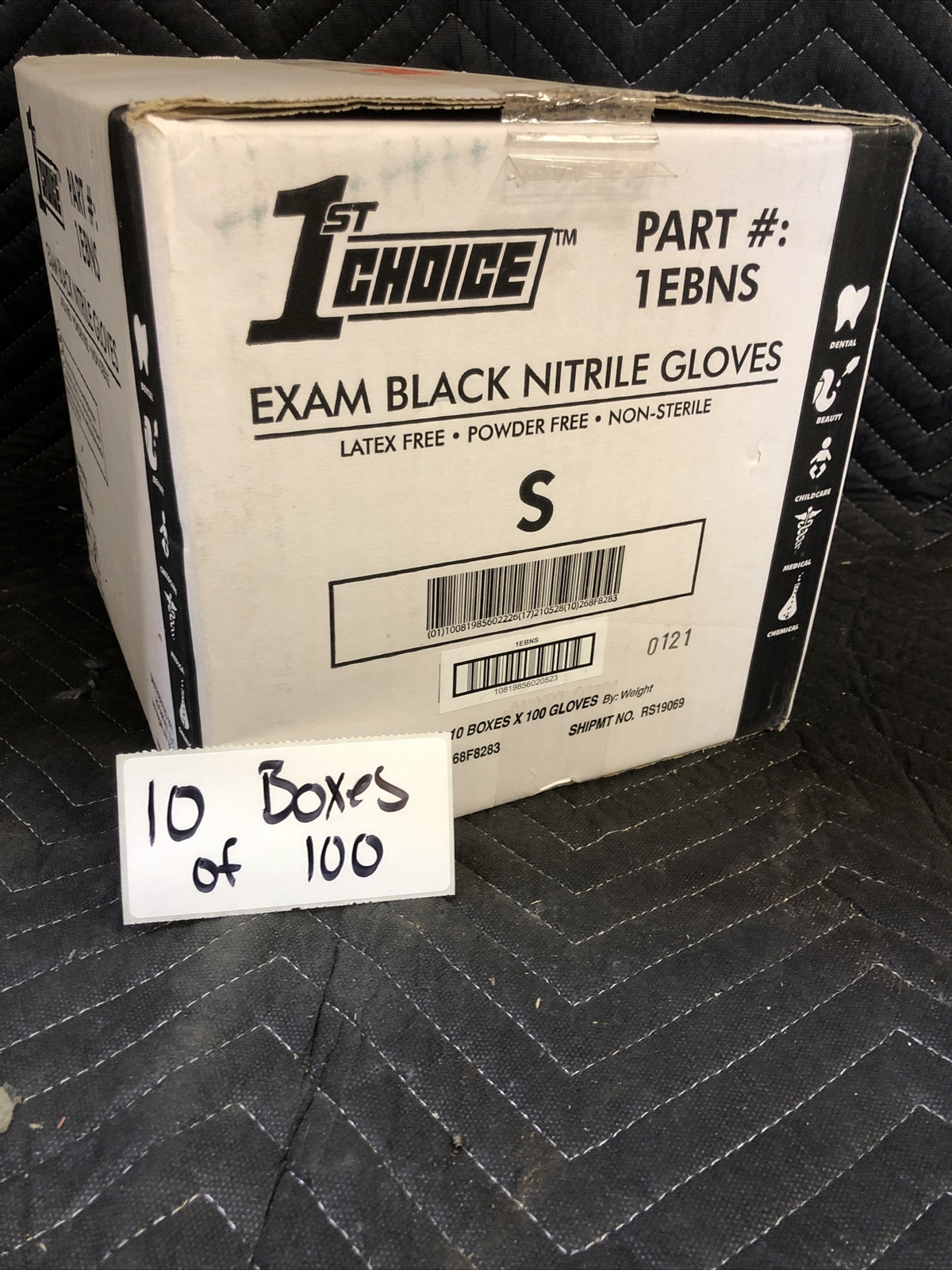 1000ct Case 1st Choice Nitrile Gloves Black 3 Mil Exam Powder Free Non Latex Sm