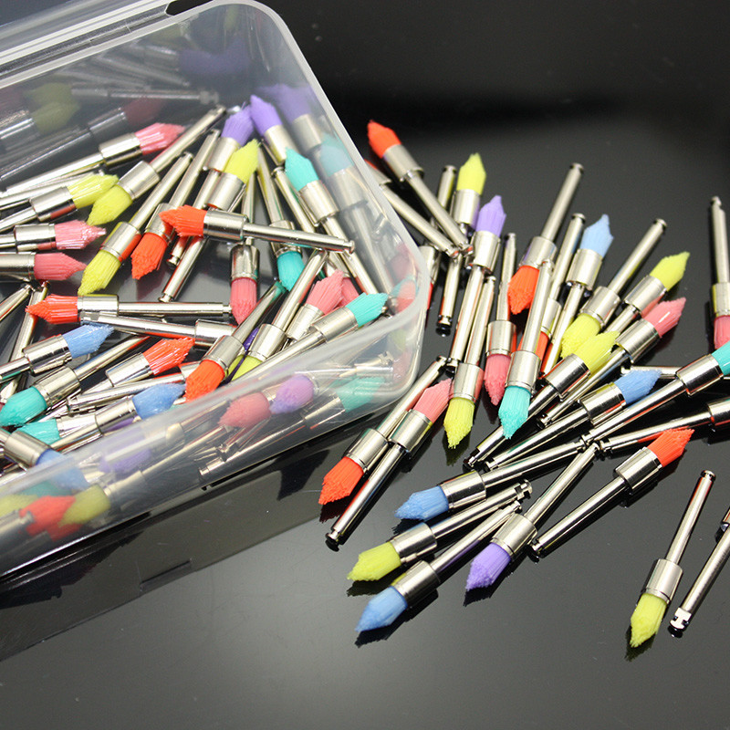 100 PCS New Disposable Taperd Type Dental Nylon Polishing Prophy Brush