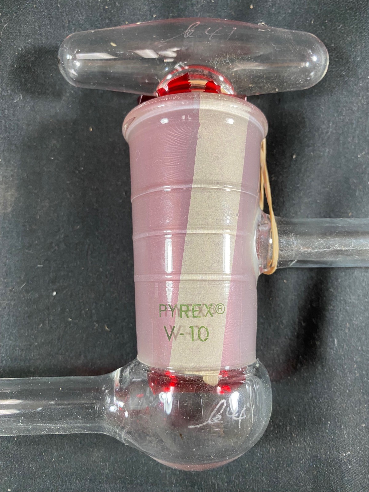 PYREX V-10 High Vacuum Stopcock Oblique 10mm Bore Hollow 320mm Length 15mm O.D.