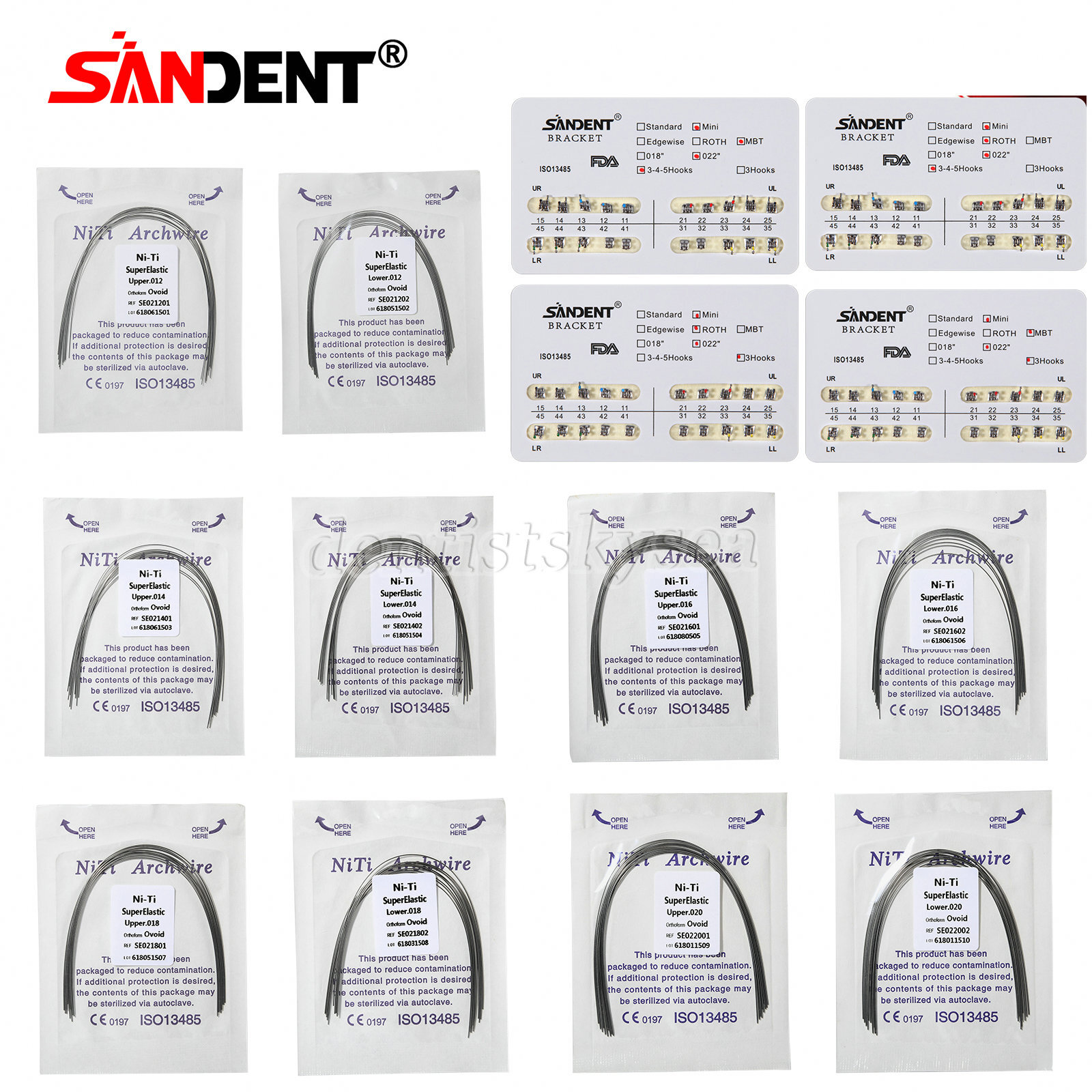 Dental Arch Wire Niti Round / 10 Packs Dental Orthodontic Metal Brackets Braces
