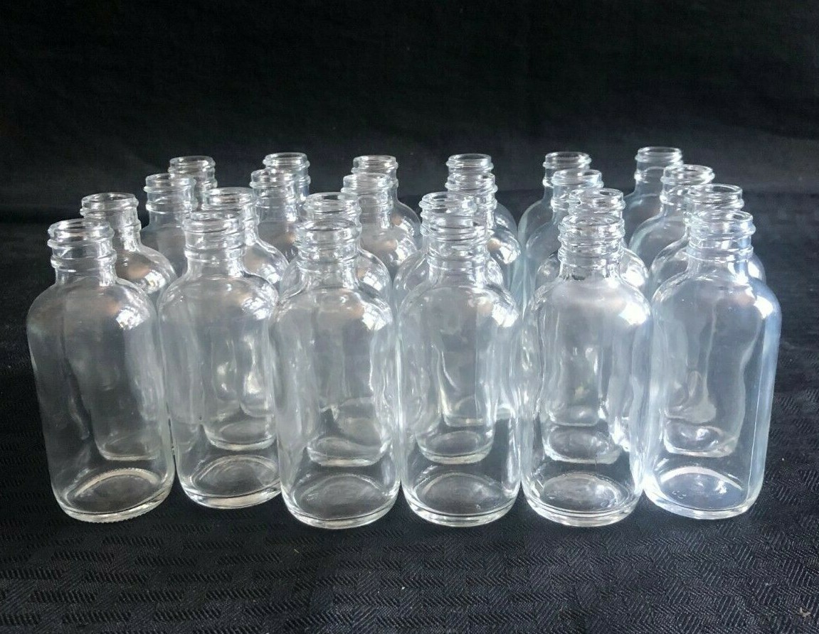 Lot of 24 Unbranded 2oz. Clear Boston Round Glass Bottle (No Cap), GLA-00809