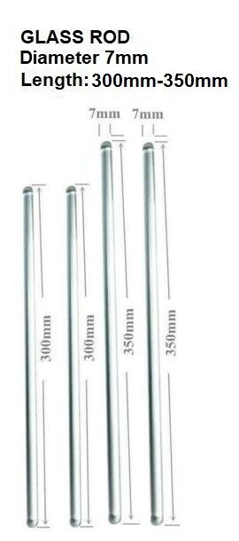 Glass Stirring Rods 12″ 13.8″ (7mm) Diameter for Lab, Kitchen, Science 4/Pack