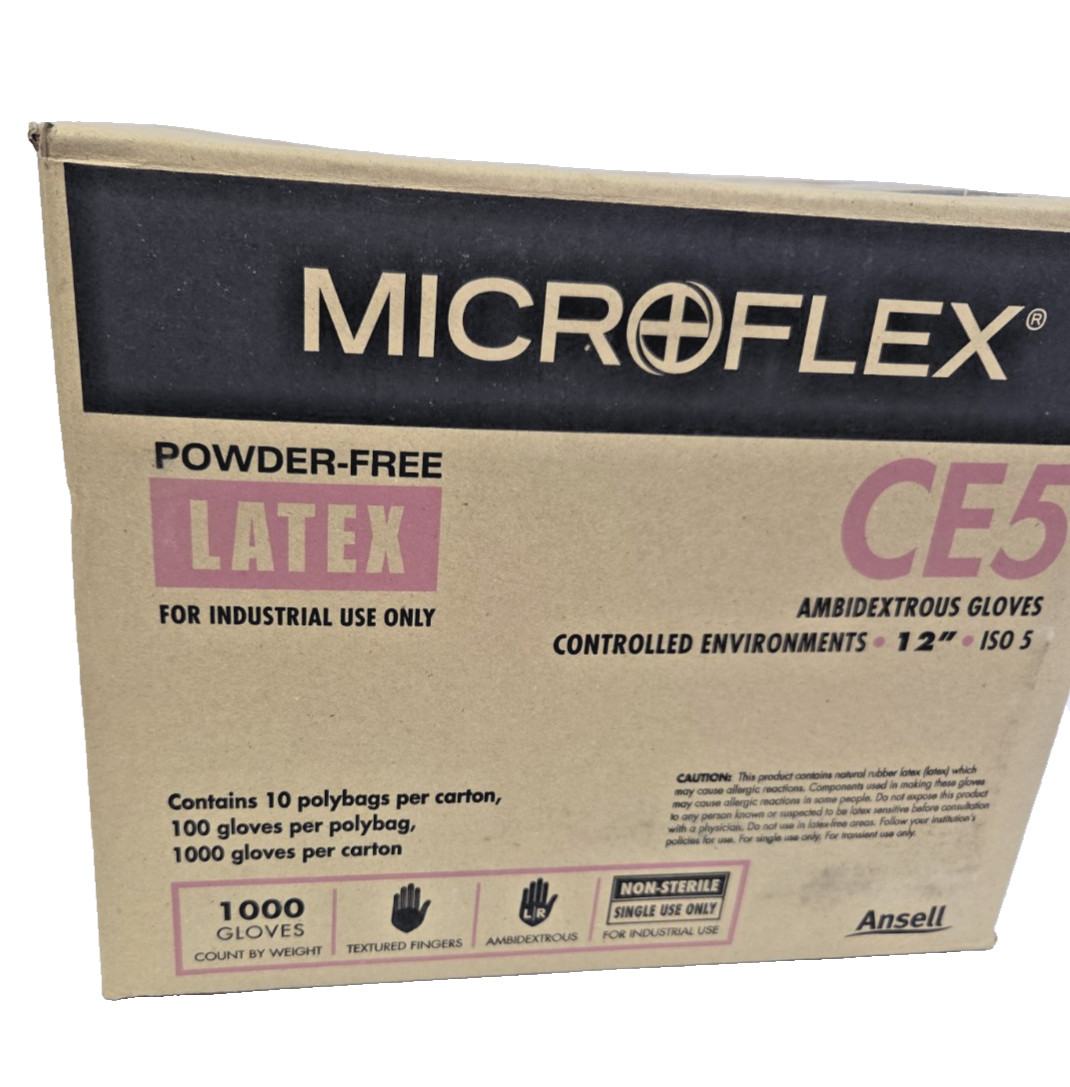 Microflex Powder-Free Latex Ambidextrous Gloves CE5-512-M Sz Medium Box of 1000