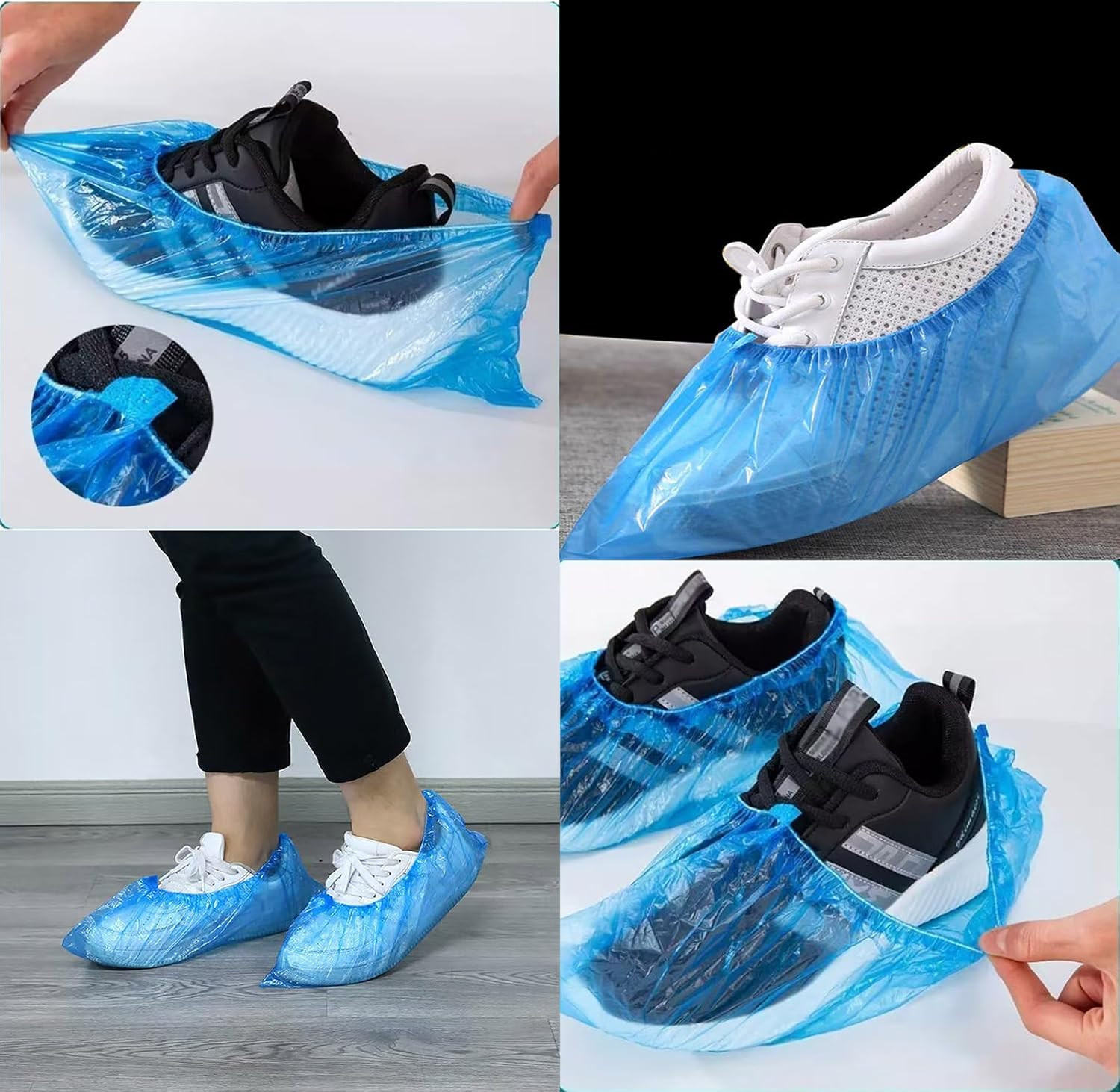 200 Pack Waterproof Non Slip Disposable Shoe Covers Indoor Outdoor Booties Blue