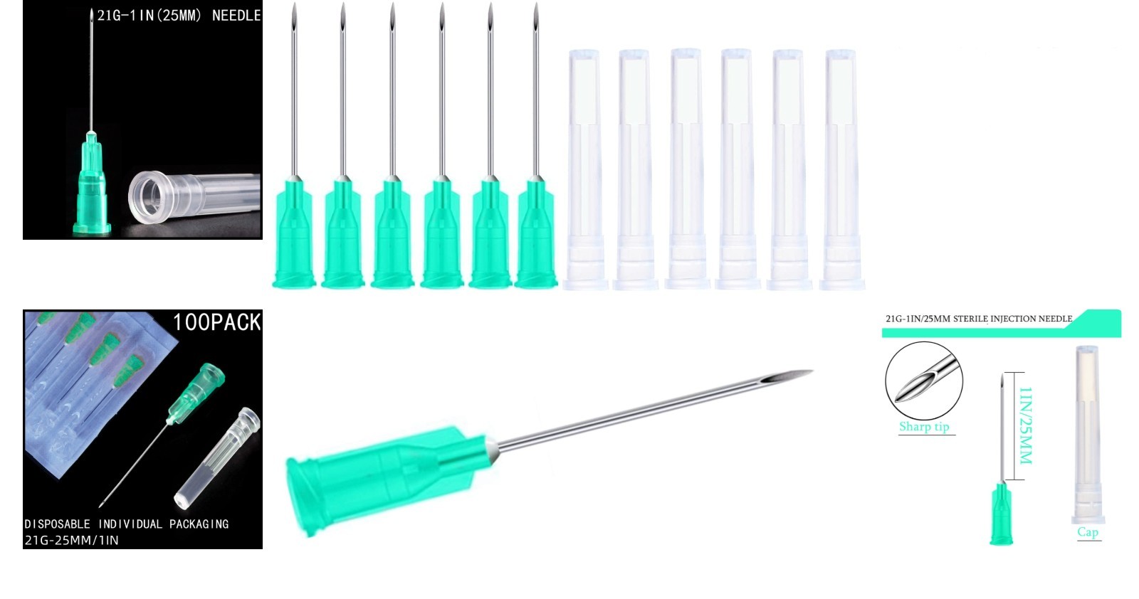 Essential 100-Pack 21Ga 1Inch Dispensing Needles for Non-Sterile Applications