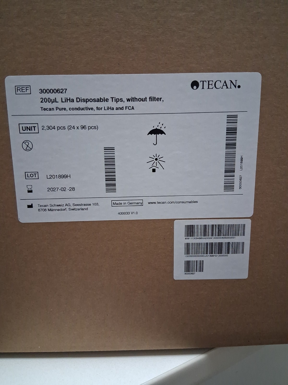 Tecan 30000627 200µL LiHa/FCA Conductive Tips Non-Filtered PURE 24×96 (2304) NEW