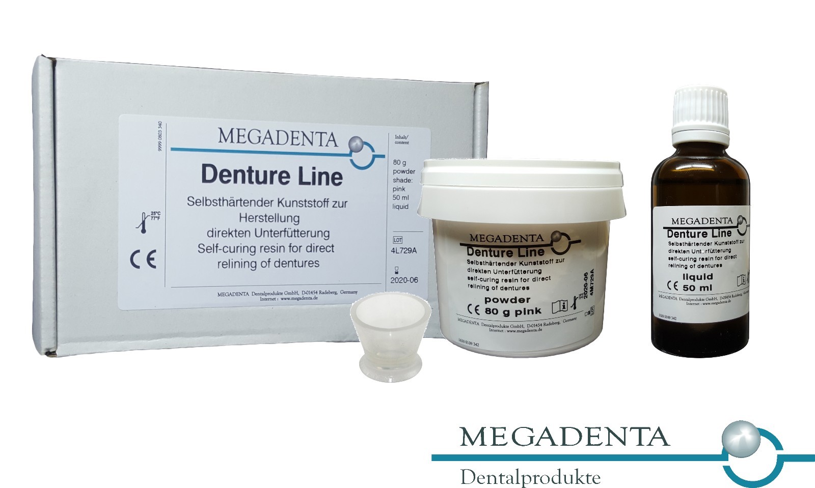 Dental Denture direct Reline Self cure hard resin acrylic Germany powder liquid