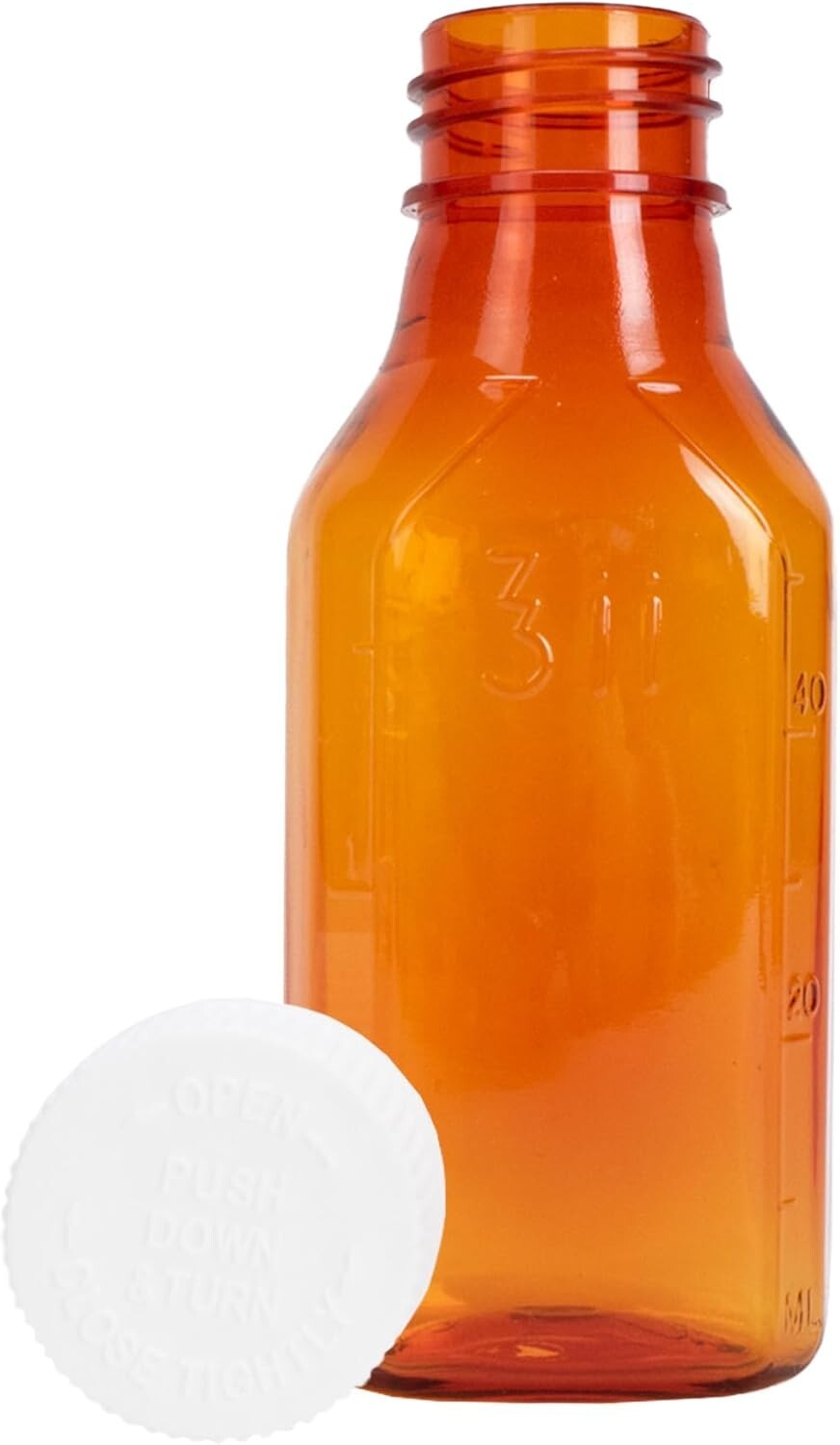 Generic Plastic Amber Oval Liquid Medicine Bottles, 2oz, 25 Count