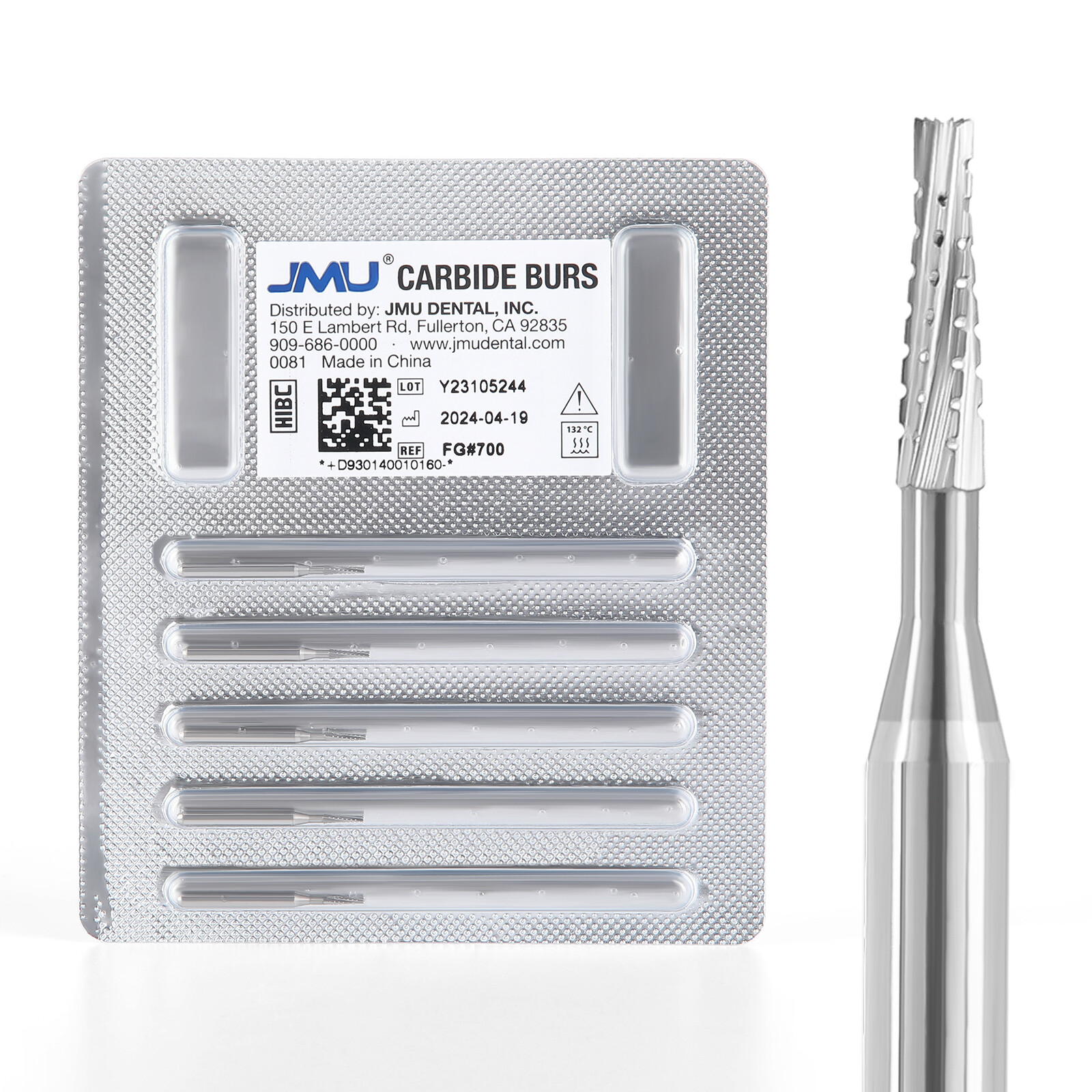 JMU Dental Carbide Burs FG Taper Fissure Crosscut 5pcs/pk