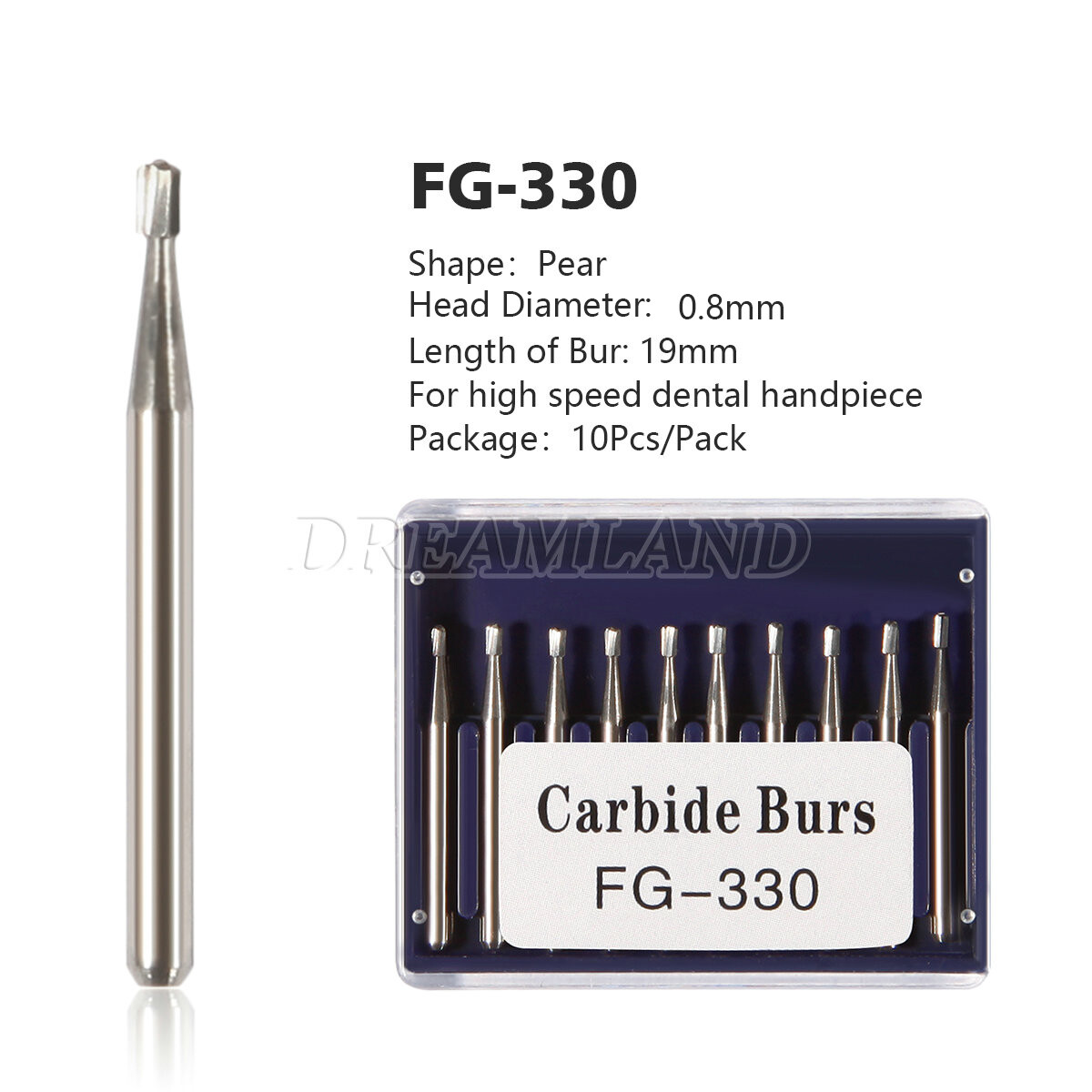 Dental Carbide Burs Tungsten Steel Bur FG # 330 Pear for High Speed Handpiece