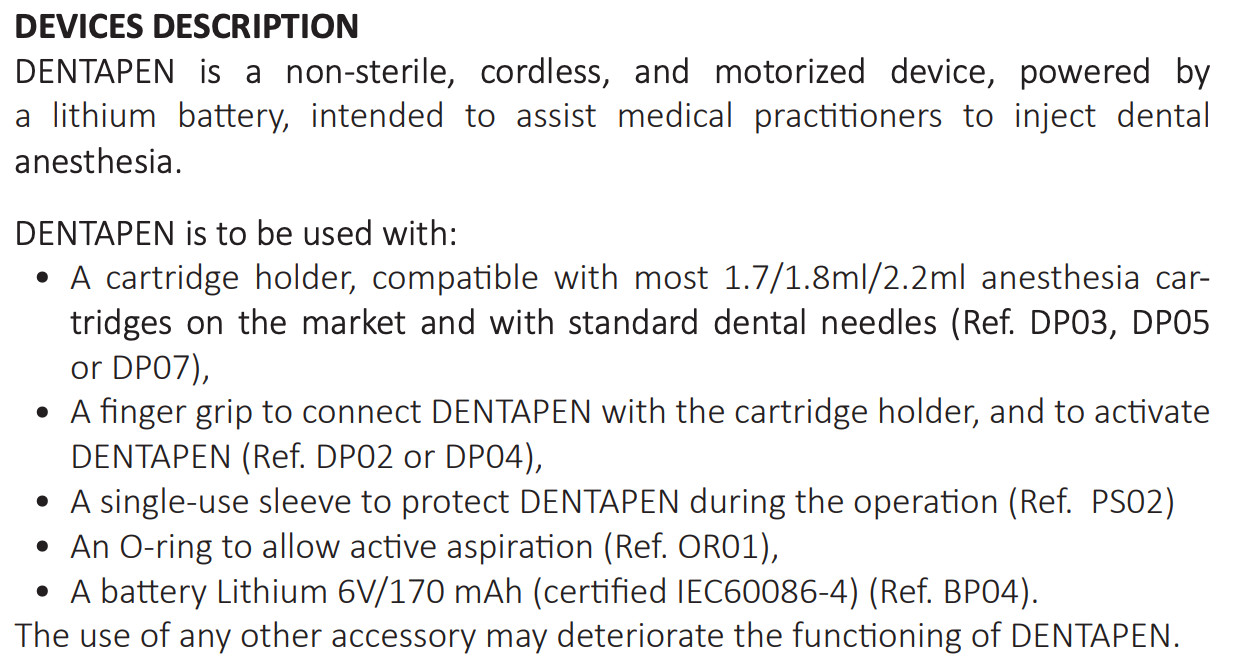 Genuine Dentapen Anes Injector – Kit: 1 Electronic Syringe, 7 Cartridge Holders