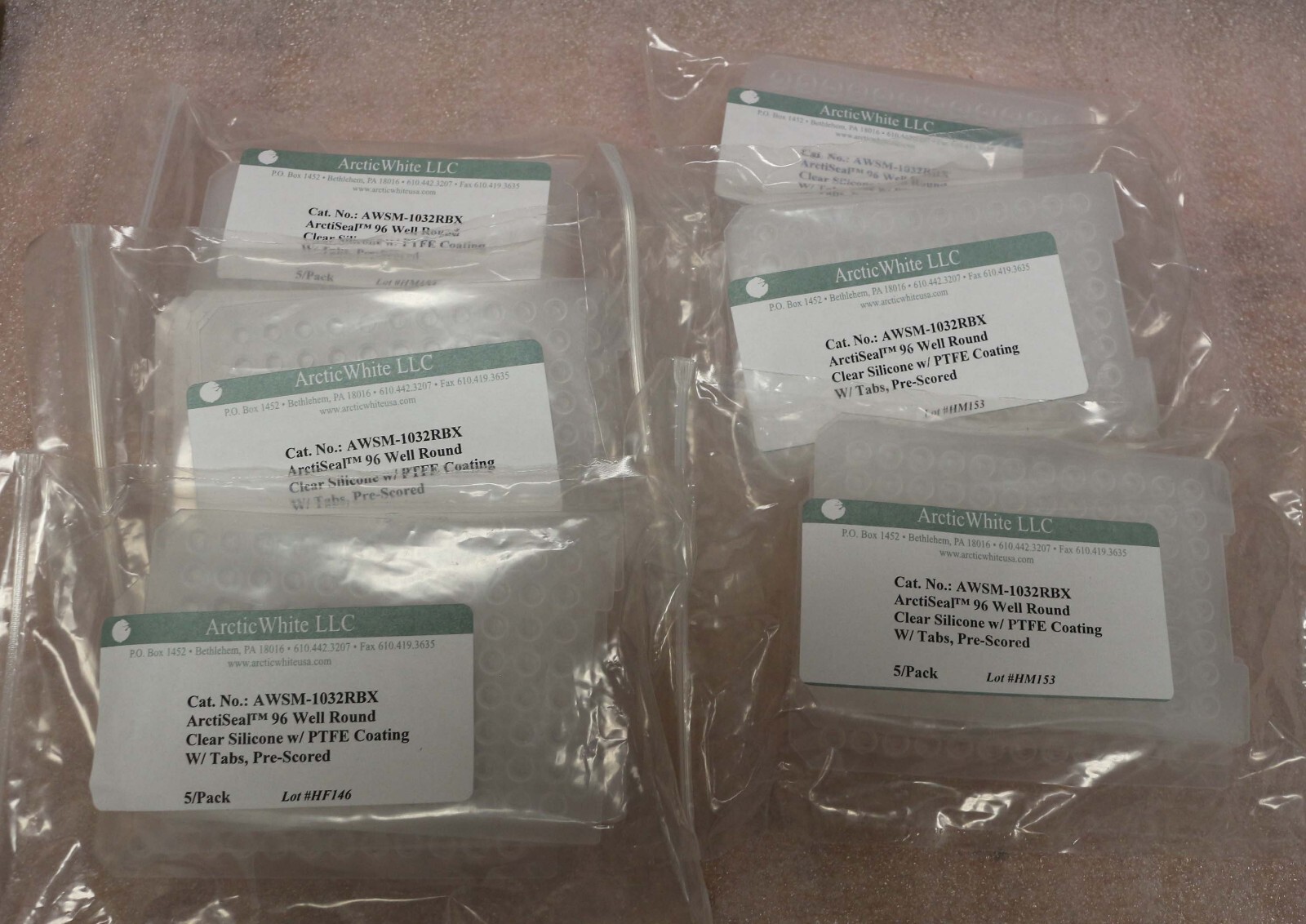 6 packs Arctic White ArctiSeal 96 Well Round Silicone Seal w/PTFE, AWSM-1032RBX