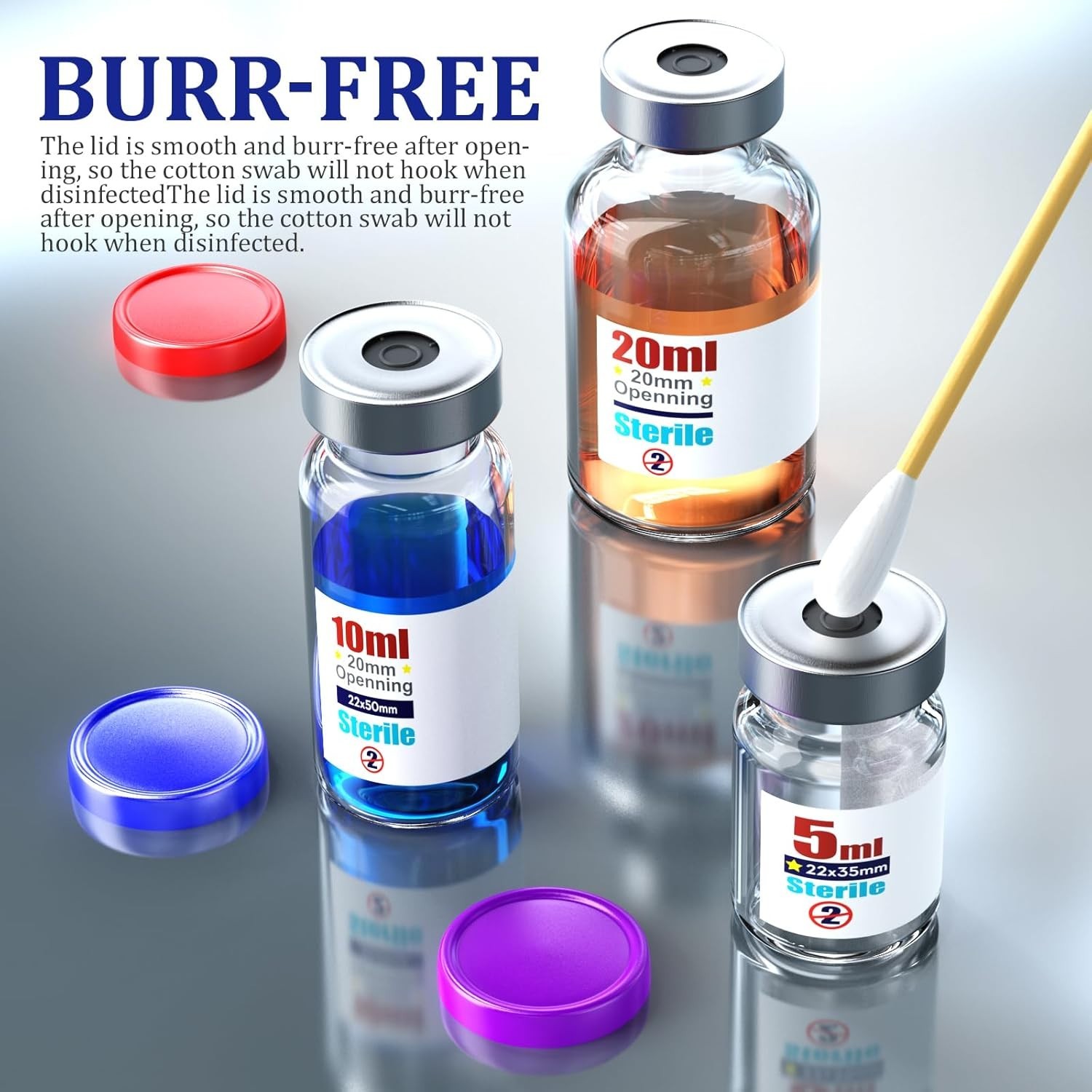Glass Vials Package – 10 Sterile 5ml Vials with Aluminum Caps & Injection Ports
