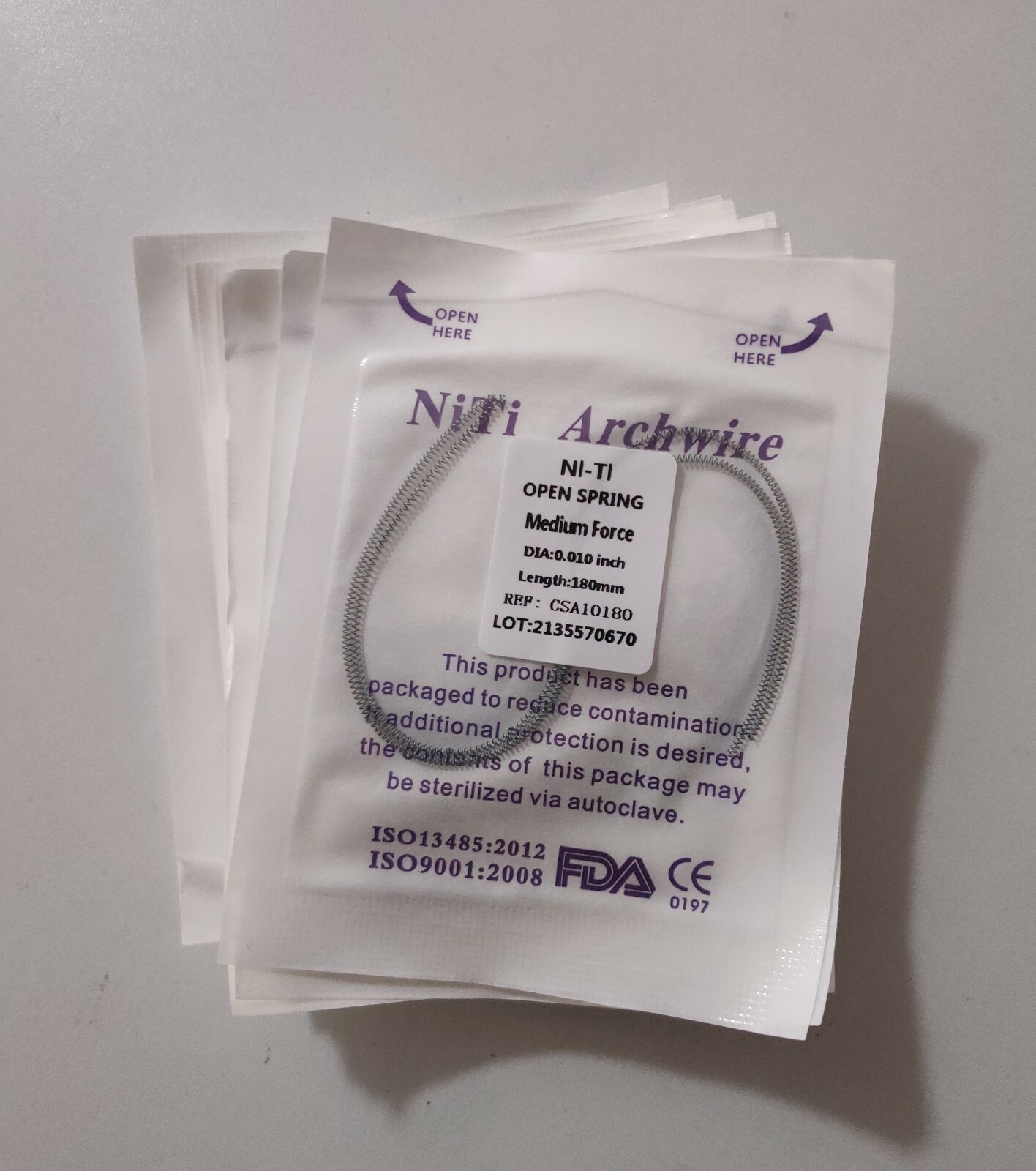 5 Packs Dental Orthodontic Coil Open Spring 010*180mm Niti Alloy Medium Force
