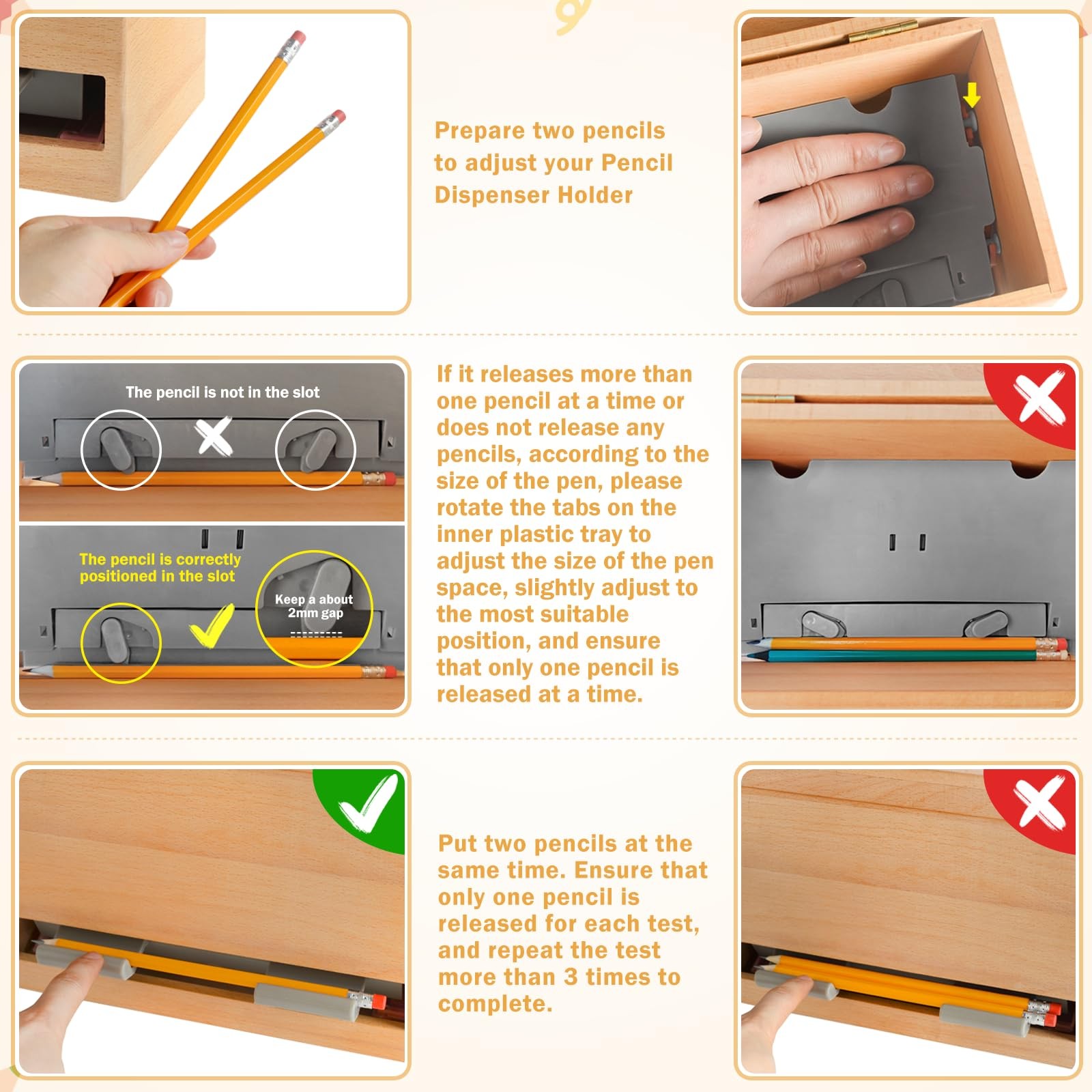 Aigybobo Pencil Dispenser For Classroom Wooden Pencil Holder For Desk Teacher