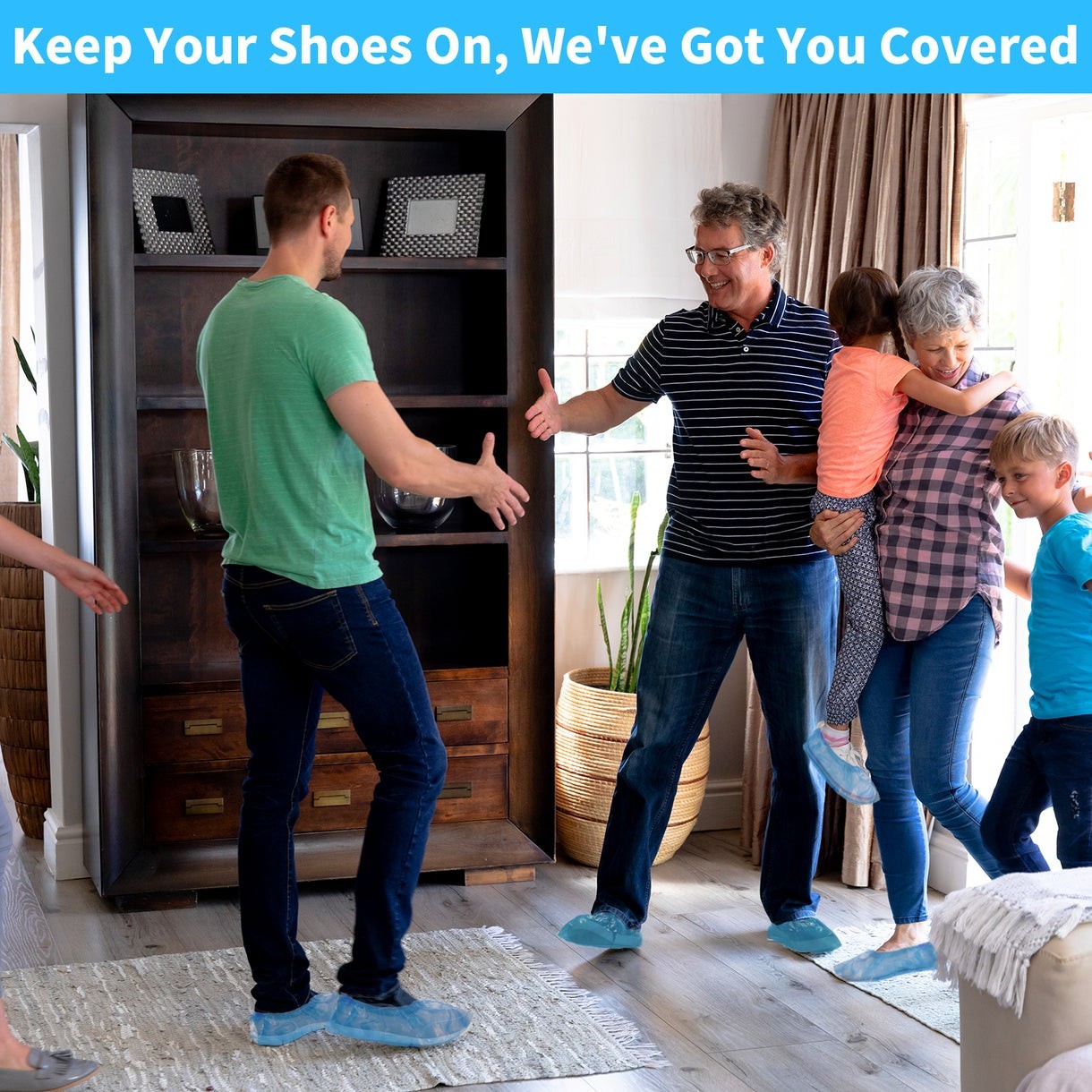 Disposable Non-Slip Shoe Covers (500 Pairs) Blue Extra Large Non-Woven Durable