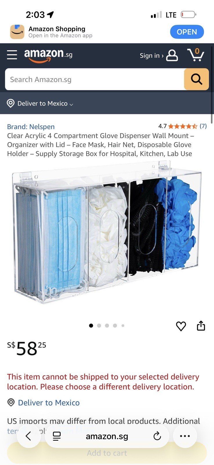 Clear Acrylic Glove Dispenser Wall Mount Organizer 4 Compartment Holder