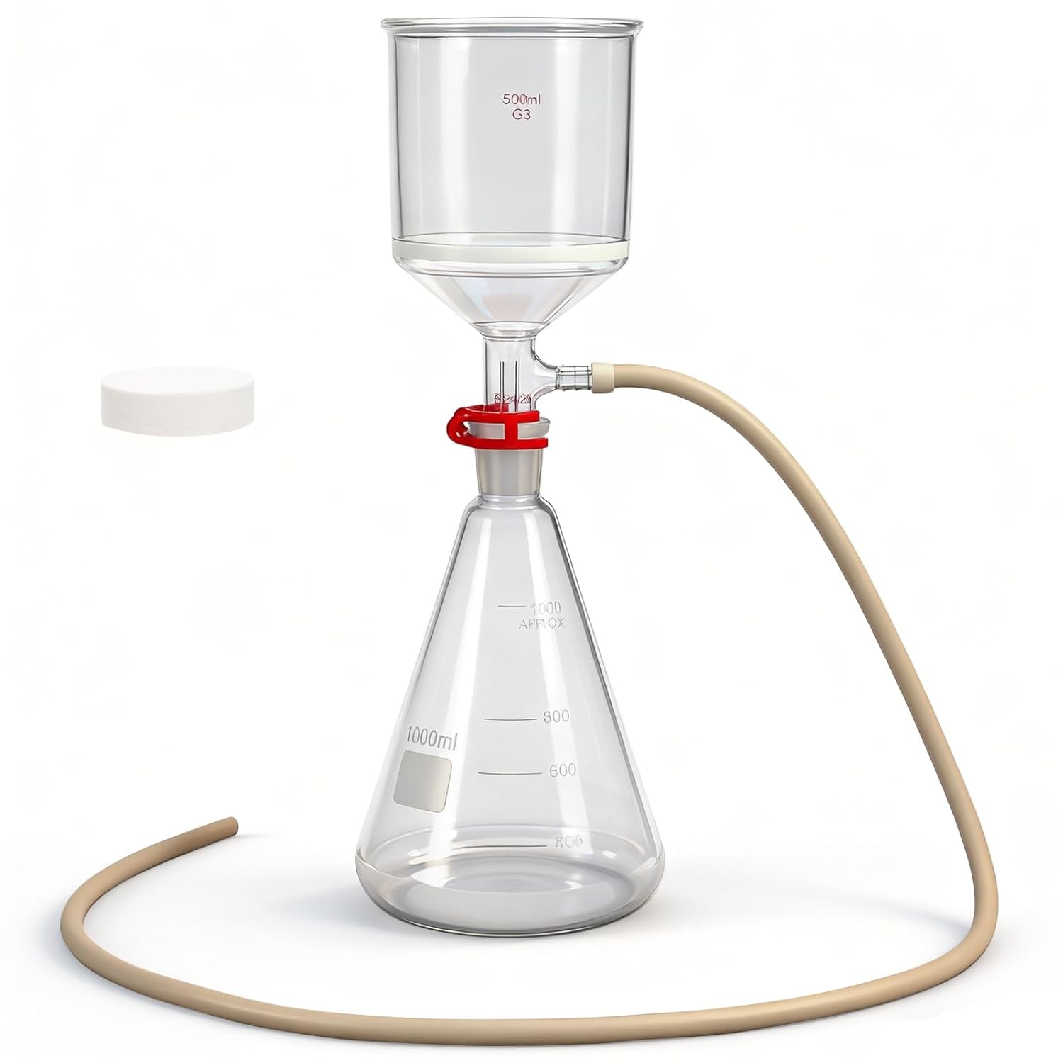 Flask Funnel Lab Vacuum Filtration buchner Funnel Kit 1L Filter w/ Bottle Funnel