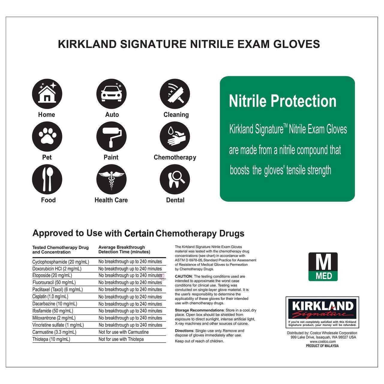 Kirkland Signature. Nitrile Exam Gloves, Medium. 400 Count