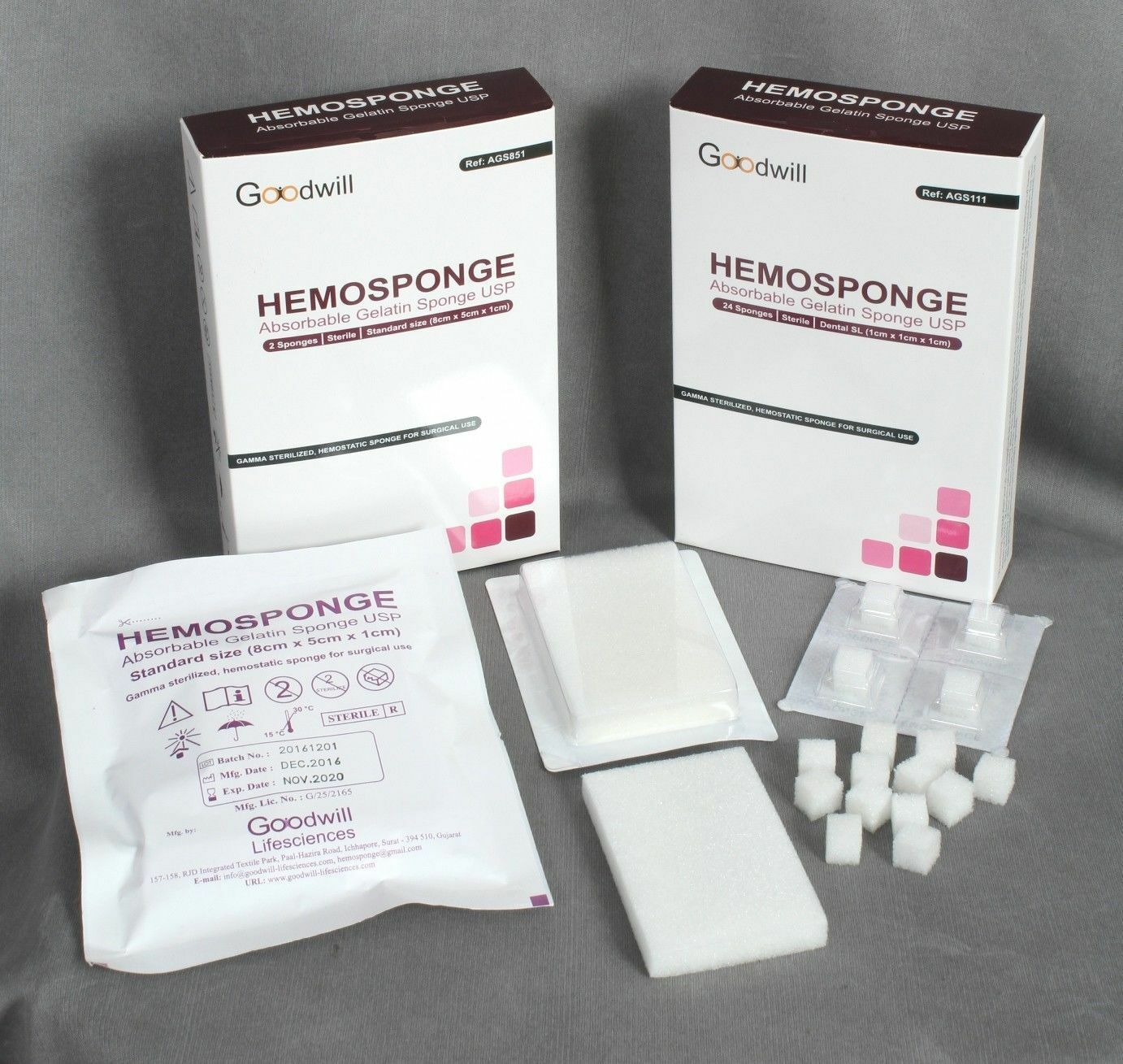 10 Pack of Dental Hemosponge Absorbable Gelatin USP Sterile 32 Sponge 10x10x10mm