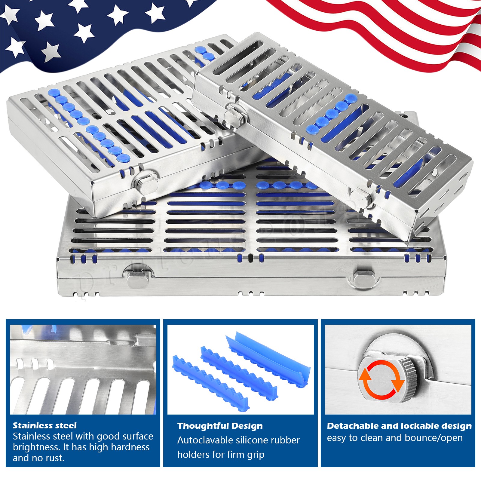 1-10 DENTAL AUTOCLAVE STERILIZATION CASSETTE RACK BOX TRAY 5/10/20 Instruments