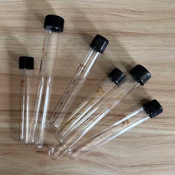 5ml-100ml Round bottomed Borosilicate Glass Tube Chemistry Glassware Scale Cap