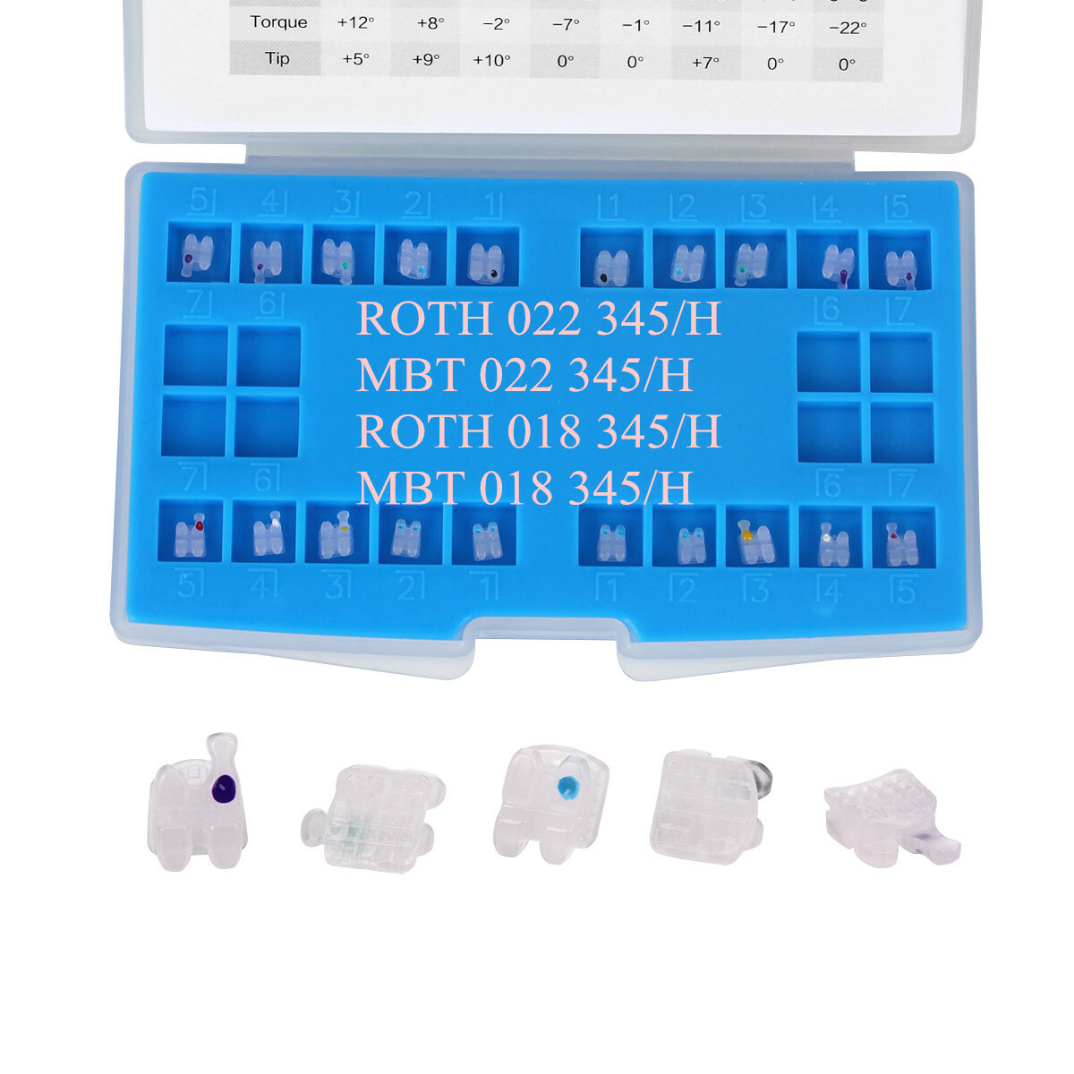 AZDENT Dental Orthodontic Ceramic Bracket Braces MBT /Roth 018 /0.022 Hooks 345