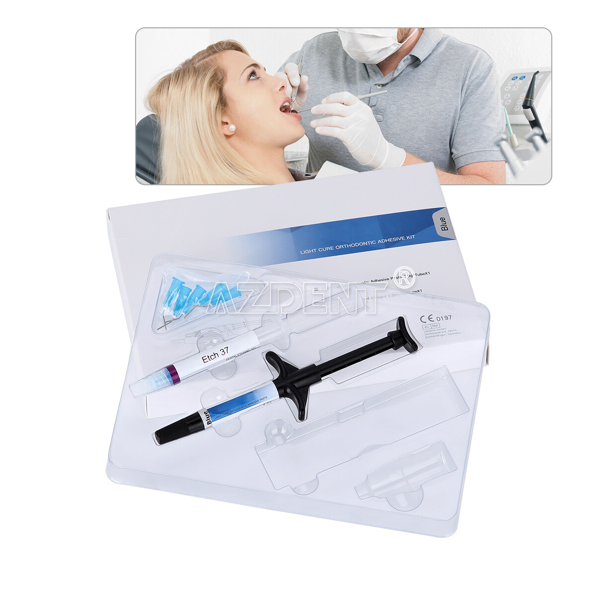 Dentex Dental Light Cure Orthodontic Adhesive Kit Blue bonding Bracket Braces