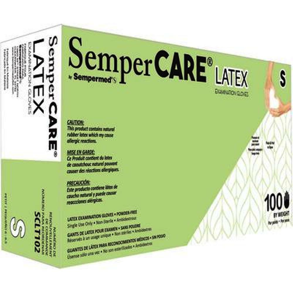 100 count SemperCare Latex Rubber Gloves Small, Medium or Large
