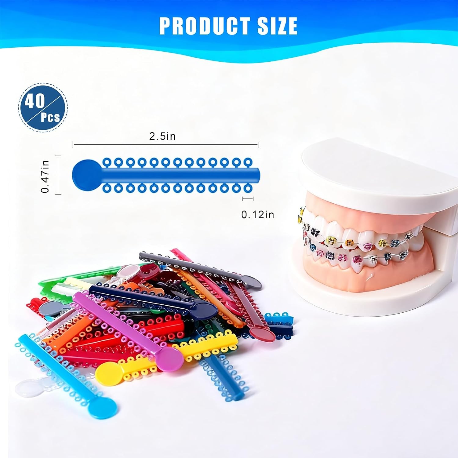 1040 Orthodontic Ligature Ties Multi Color Elastomeric O-Rings Braces Bands Kit