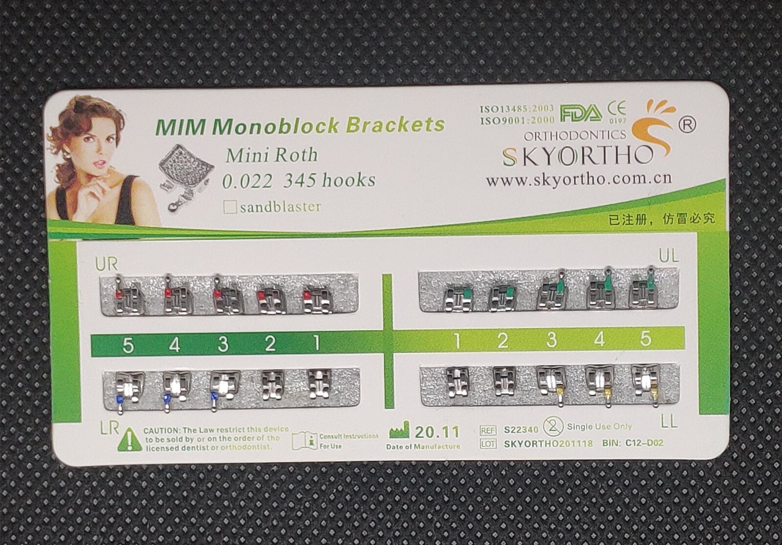 10 Sets Dental Metal Bracket MIM Monoblock Mini Roth 022 345 hooks Mesh Base