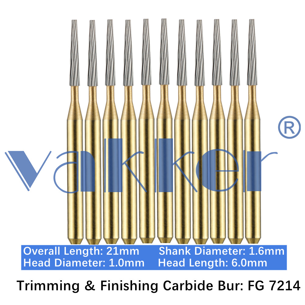 Vakker 10PC Dental Tungsten Carbide Burs FG Gold Trimming & Finishing High Speed