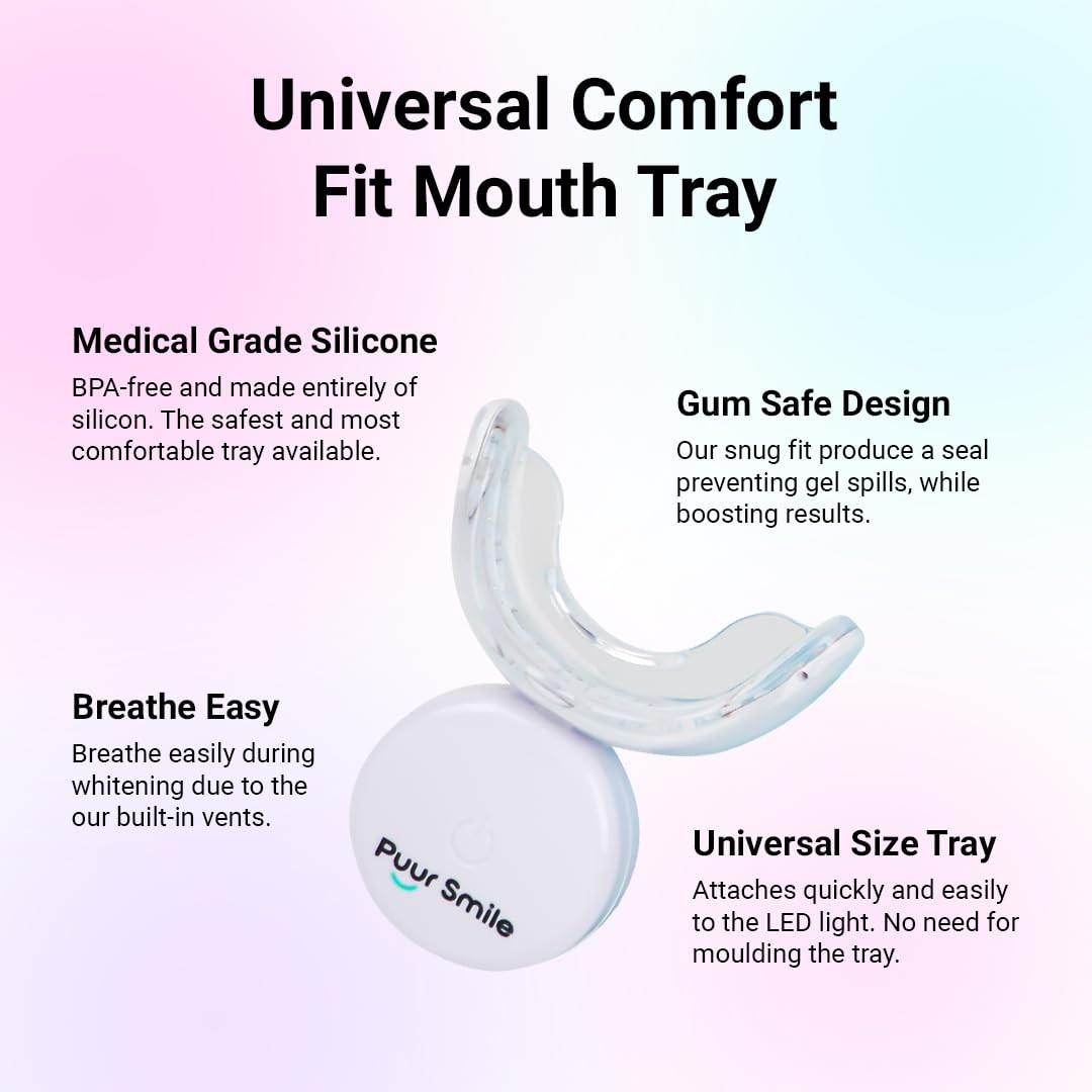Puur Smile Teeth Whitening Kit – LED Light & 8 Ounce (Pack of 1), Multicolor