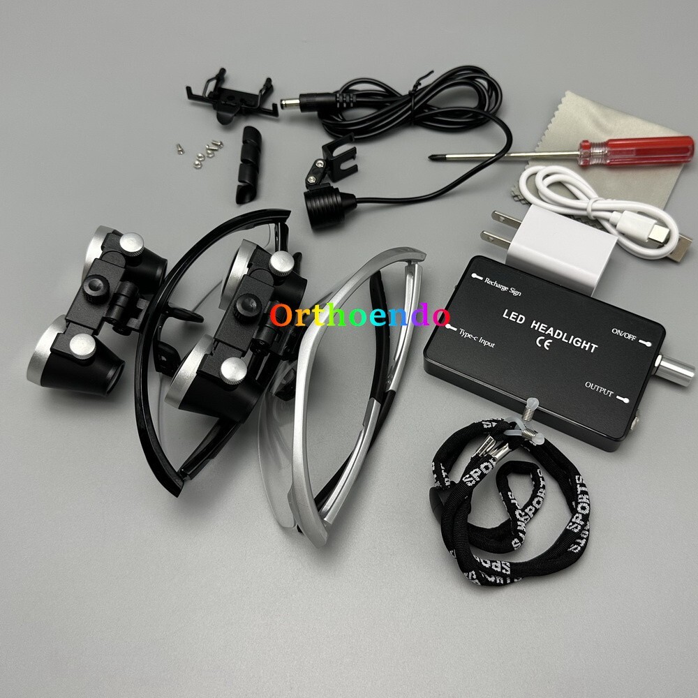 3.5X Dental Surgical LED Loupe Headlight Medical Binoculars Magnifier US/EU Plug