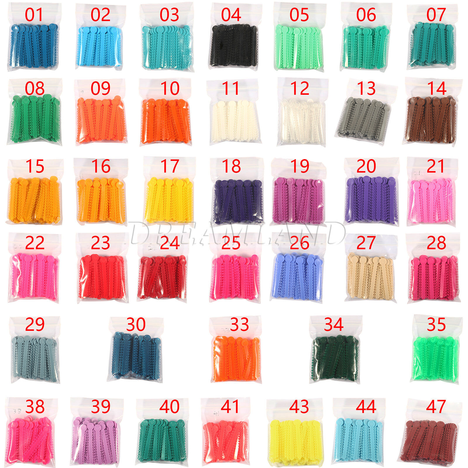 1040 Pcs Ligature Tie Dental Orthodontics Ring Elastic Latex Bands 45 Colors
