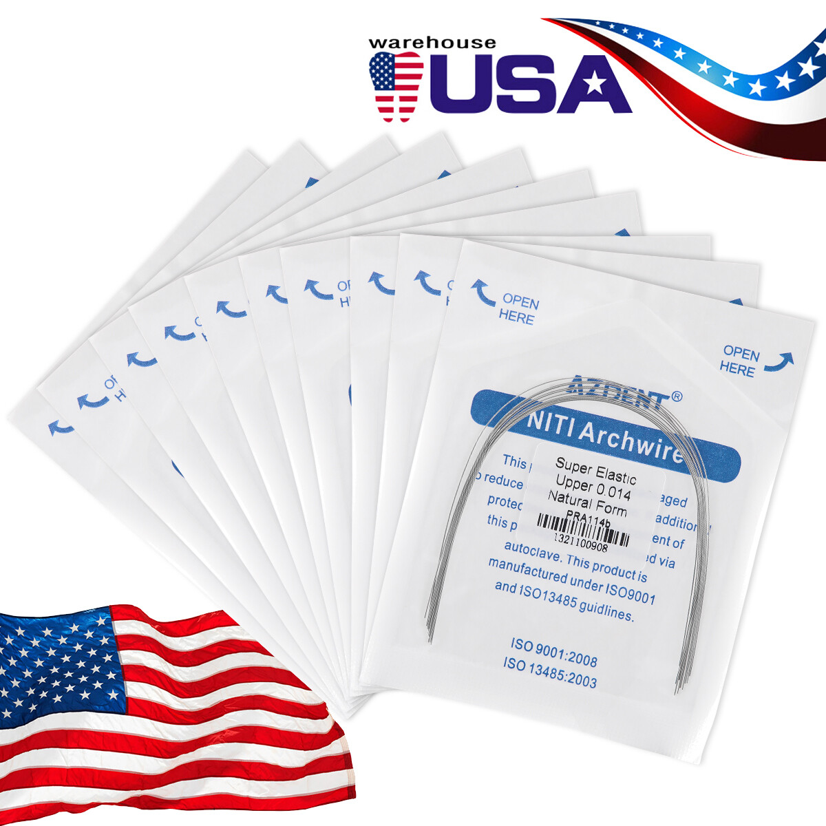 10PCS AZDENT Dental Orthodontic Super Elastic Niti Round Arch Wire Natural form