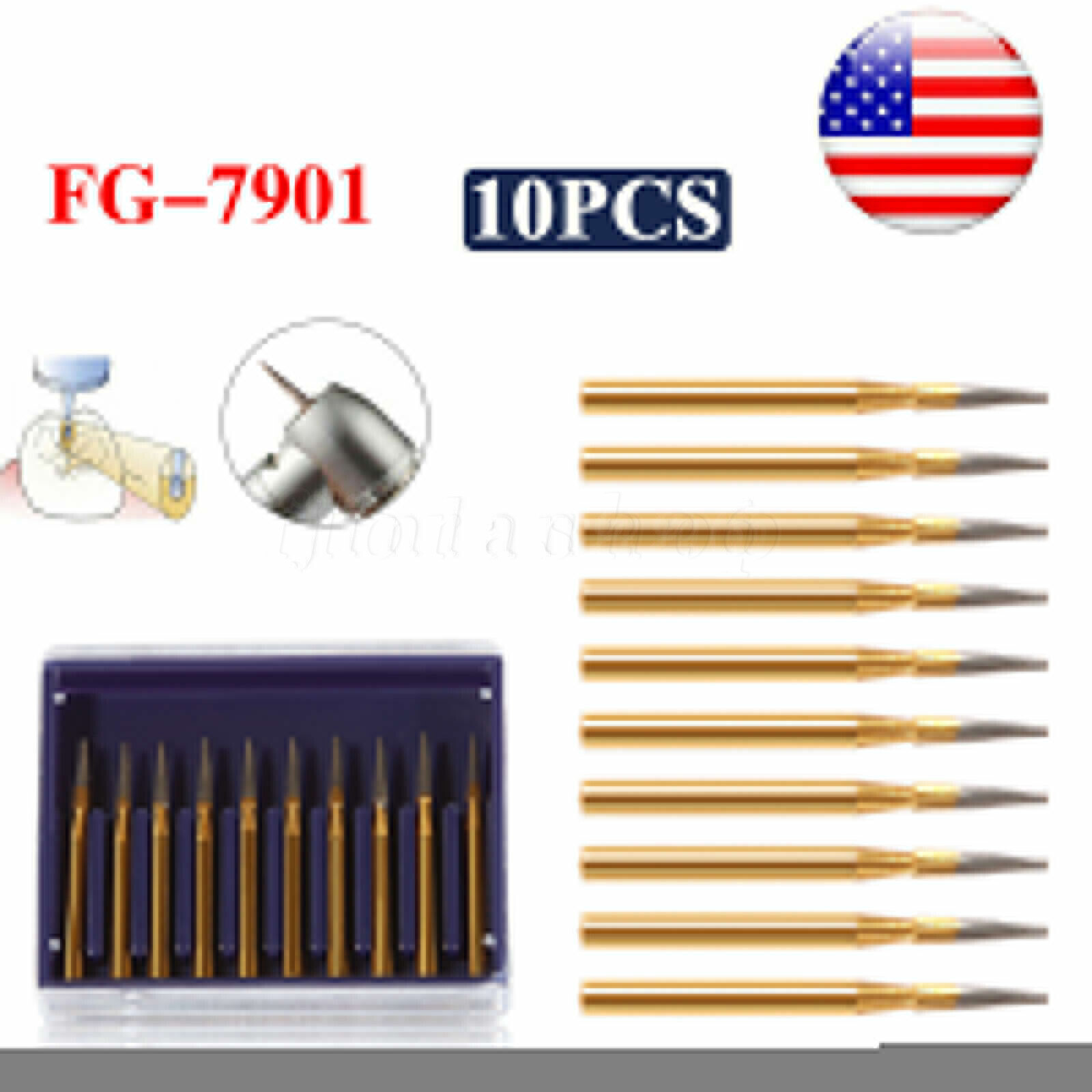TRIMMING & FINISH DENTAL CARBIDE BURS 12 BLADES FF 7901 NEEDLE 10/PK