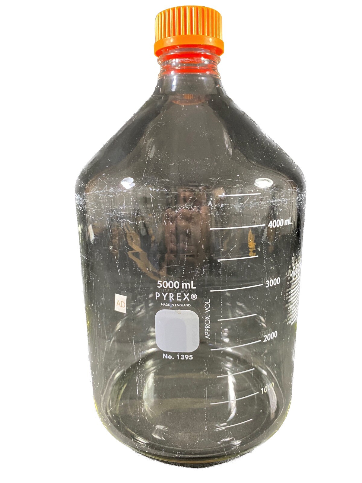 PYREX 5000mL Graduated Media Storage Bottle With GL-45 Cap No Pour Ring 1395-5L