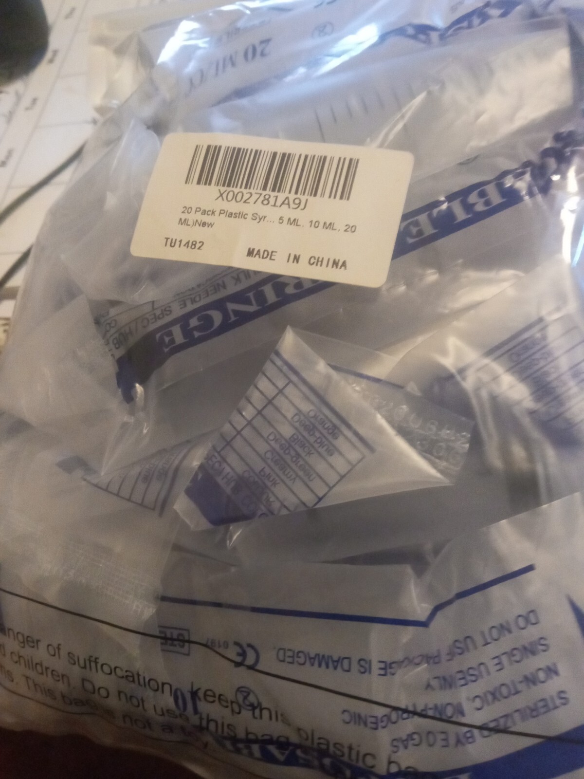 20Pcs Pack 5ml 10ml 15ml 20ml Disposable Drum Blunt Tip + Caps 4 Sizes Sealed