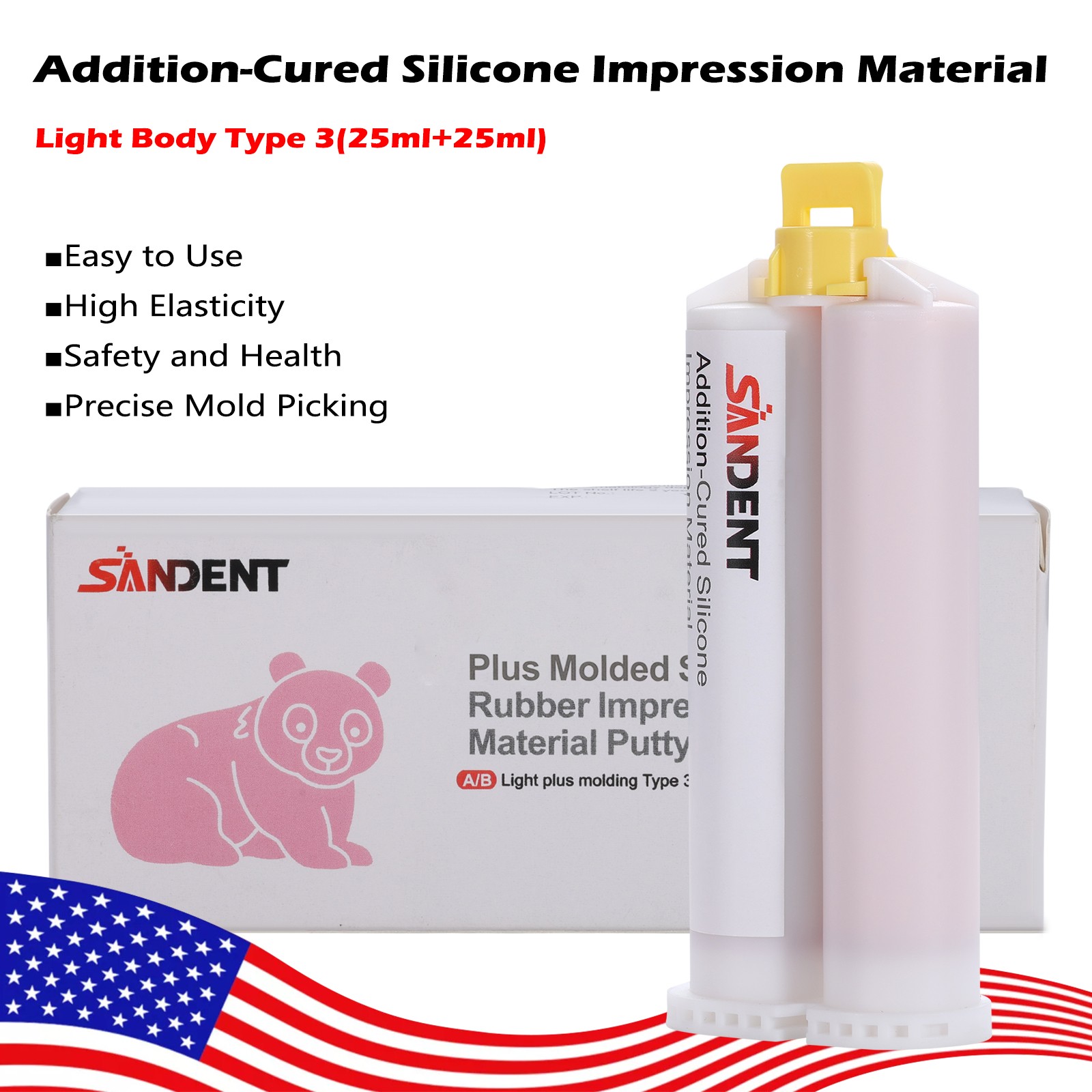 SANDENT Dental Elastomeric Impression Material Fast Body Fast Set Type 5 Tips