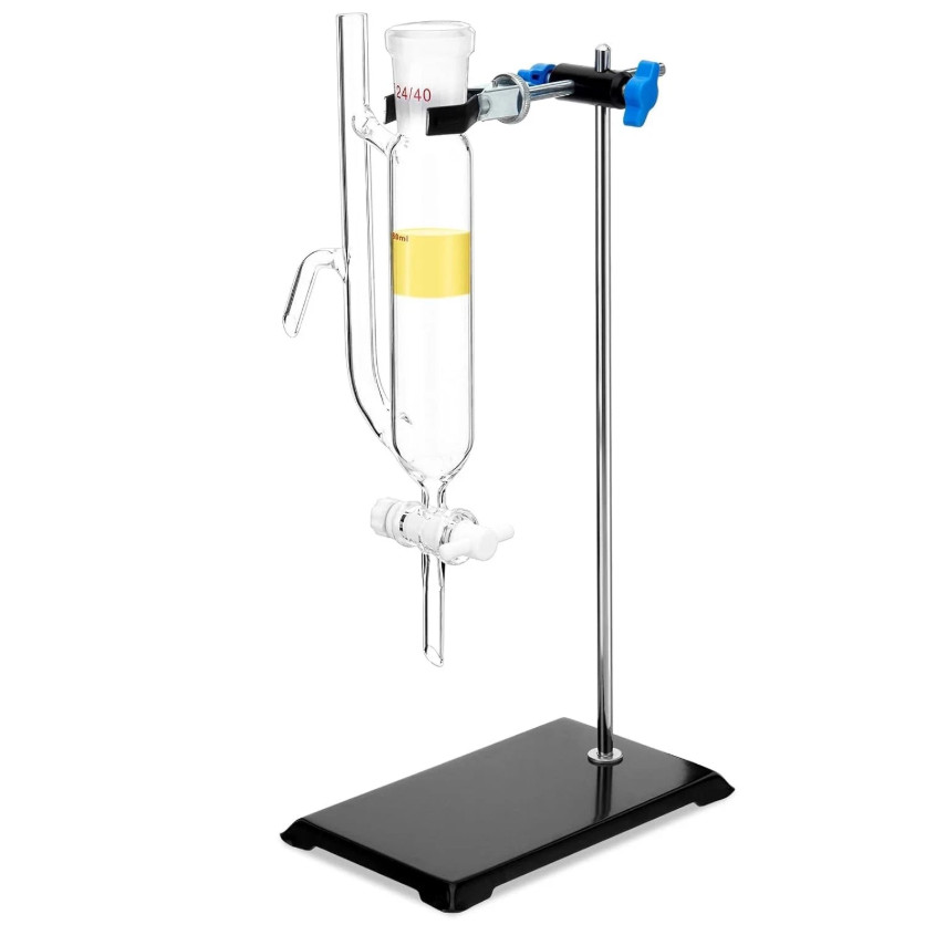 60ml Water Oil Receiver Separator w/ 24/40 Joint , Stand Glass Lab Distillation