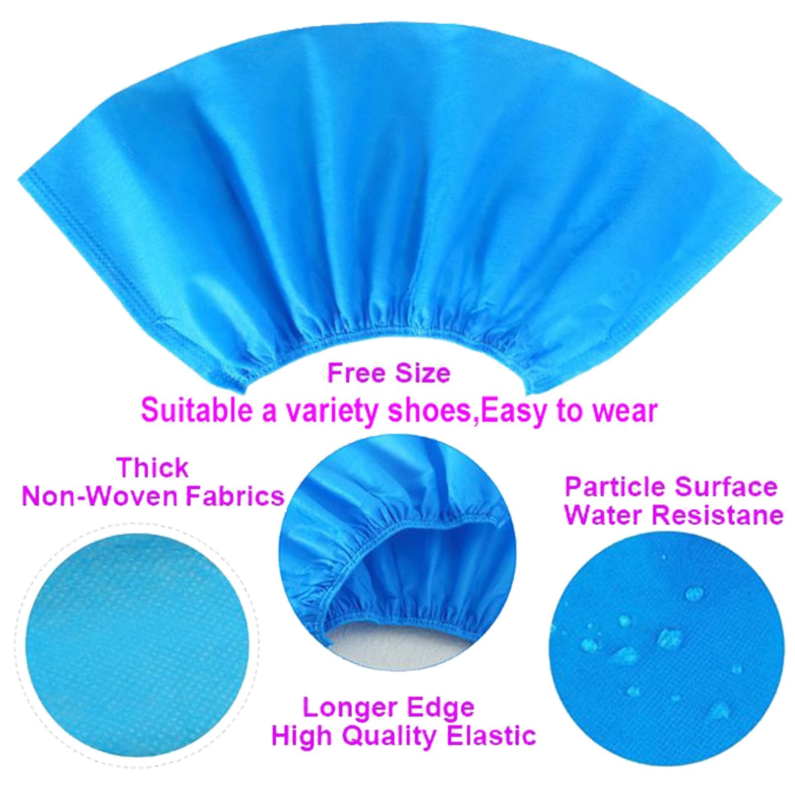 Disposable Shoe Covers 100PCS 400g Non-Slip Durable Indoor Boot Blue 100pcs