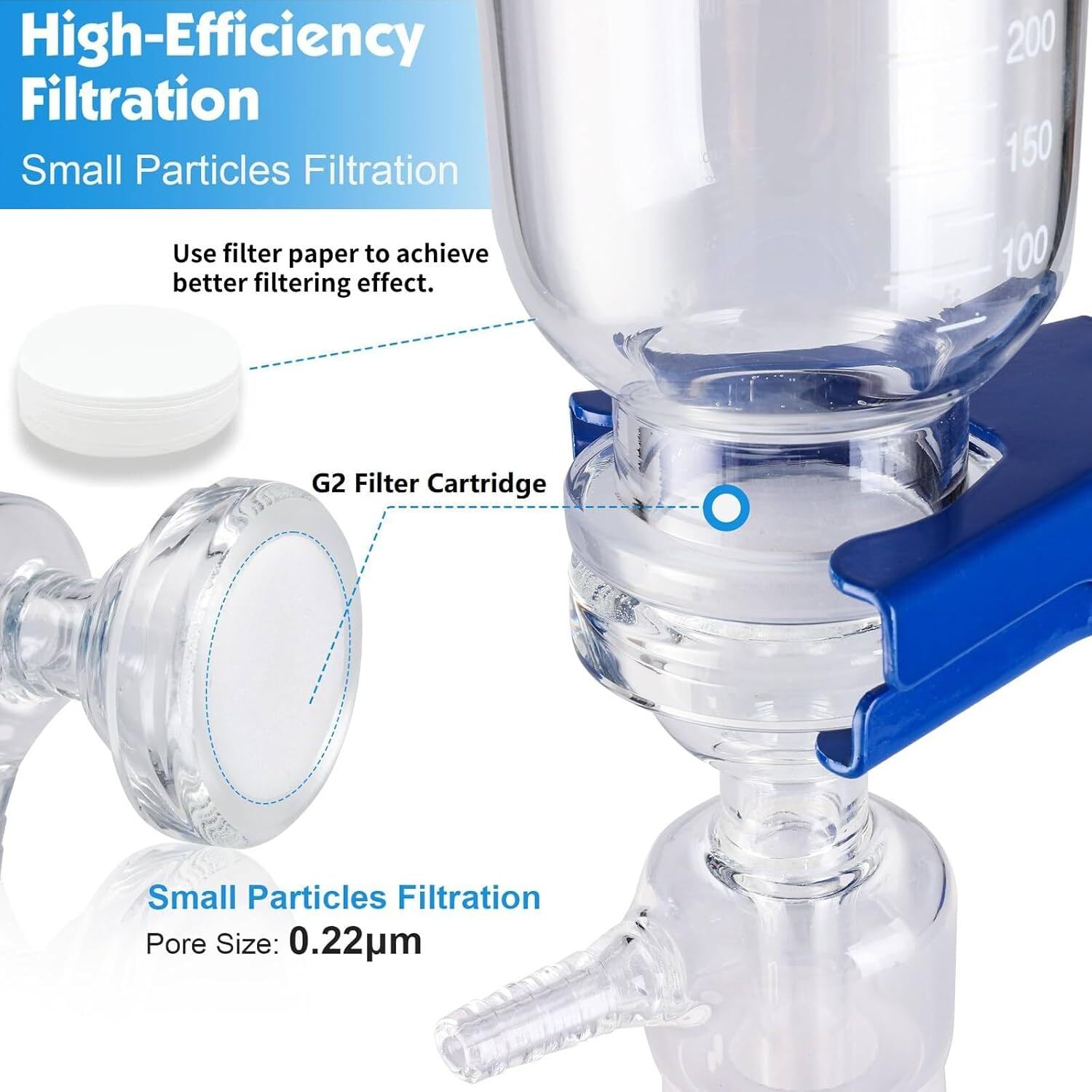 1000mL Lab Vacuum Filtration Distillation Kit with 100 Pieces of Filter Paper