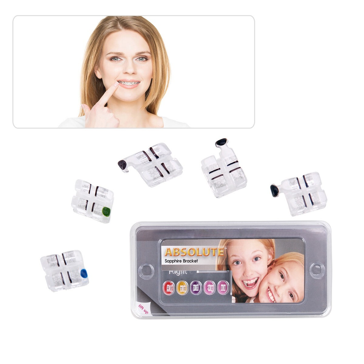 ABSOLUTE Dental Ortodoncia Brace Sapphire Zafiro Cerámica Roth 022 Gancho 345