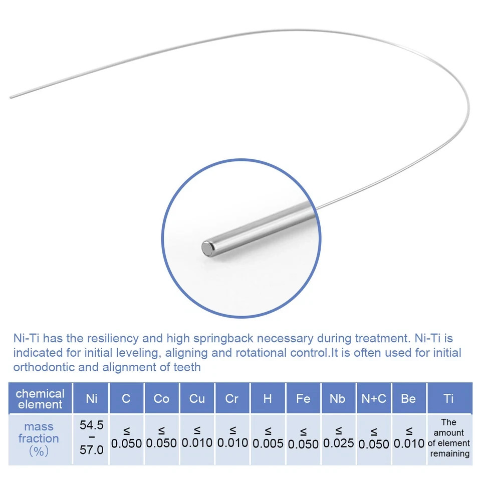 Super Elastic NITI Ortho Arch Wire Round Natural Upper Lower 012 014 016 018 020