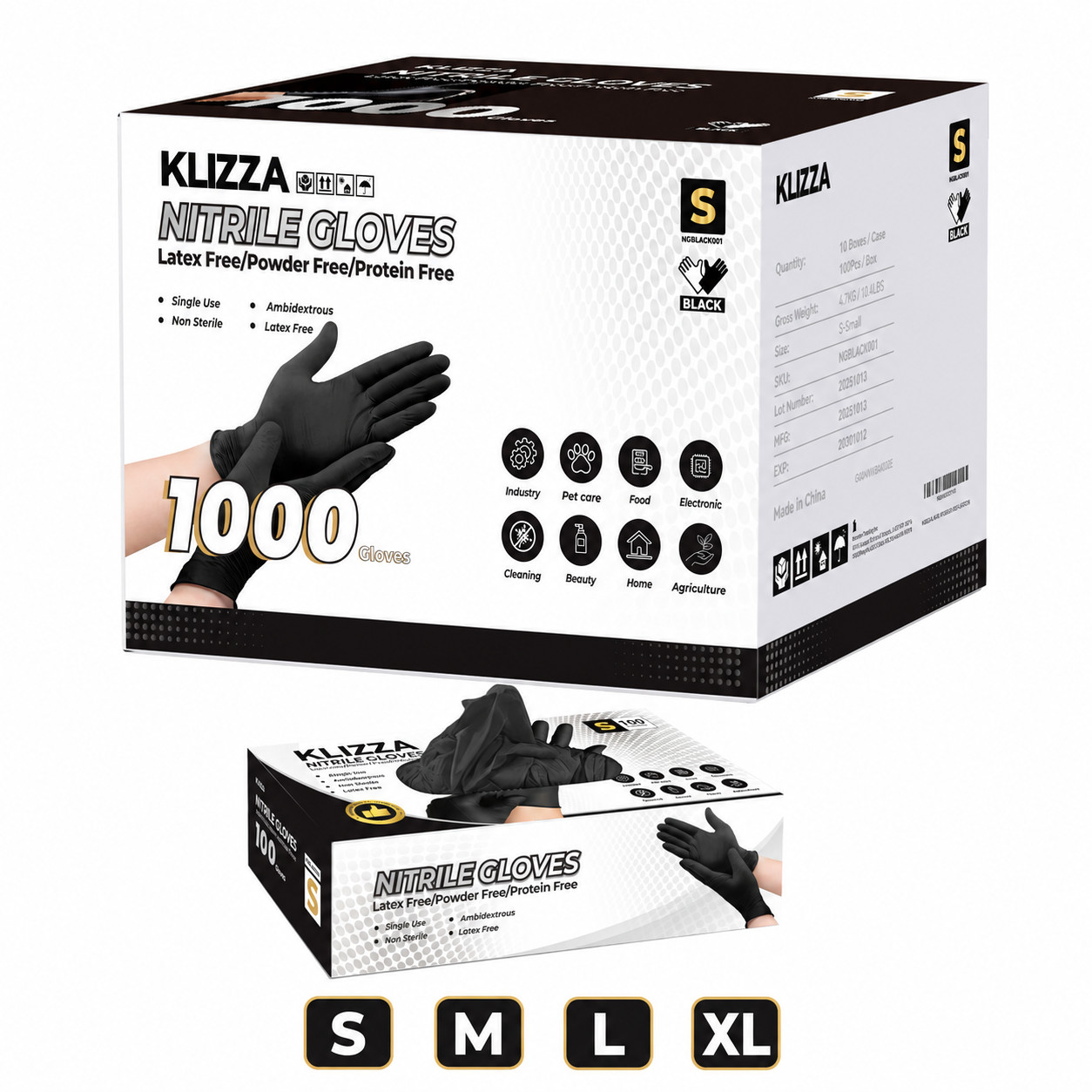1000 Count Disposable Nitrile Gloves Powder Free Latex Free Cleaning Glove 5 mil